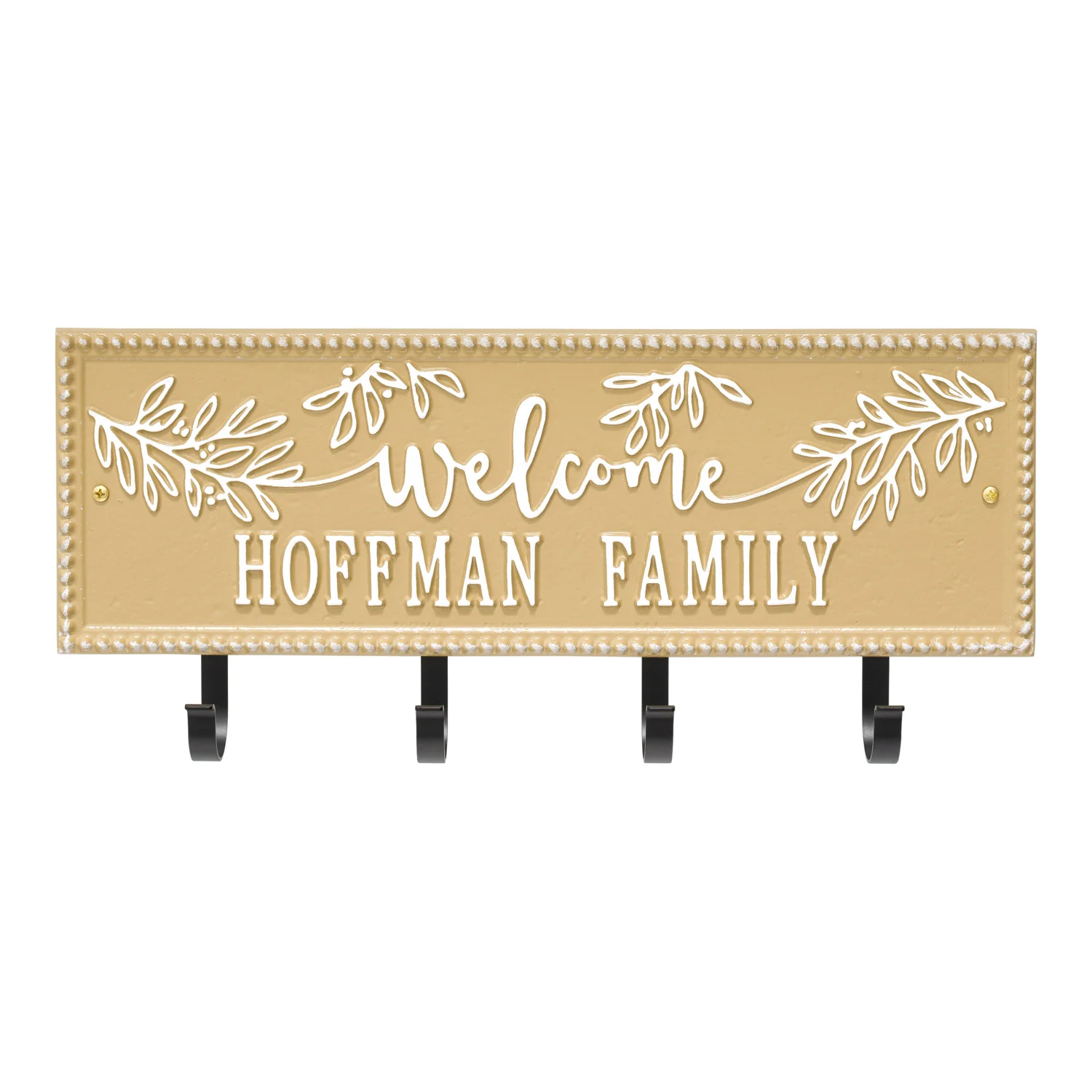 Welcome Family Beaded Rectangle Personalized Hook Plaque - Image 53