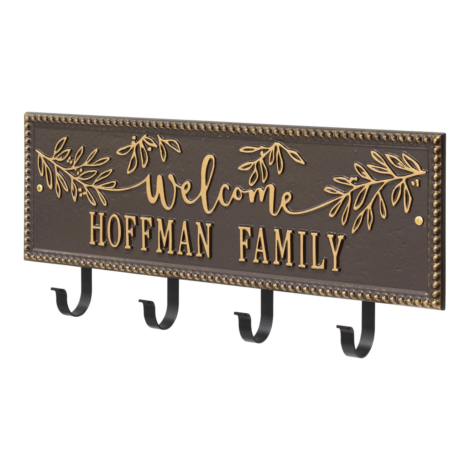 Welcome Family Beaded Rectangle Personalized Hook Plaque - Image 56