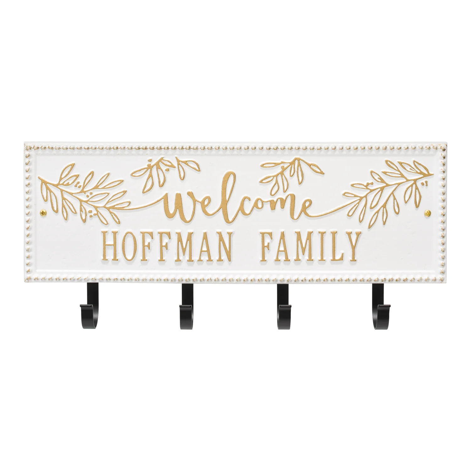 Welcome Family Beaded Rectangle Personalized Hook Plaque - Image 58