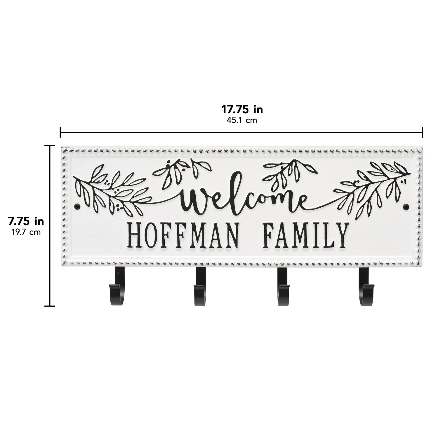 Welcome Family Beaded Rectangle Personalized Hook Plaque - Image 59