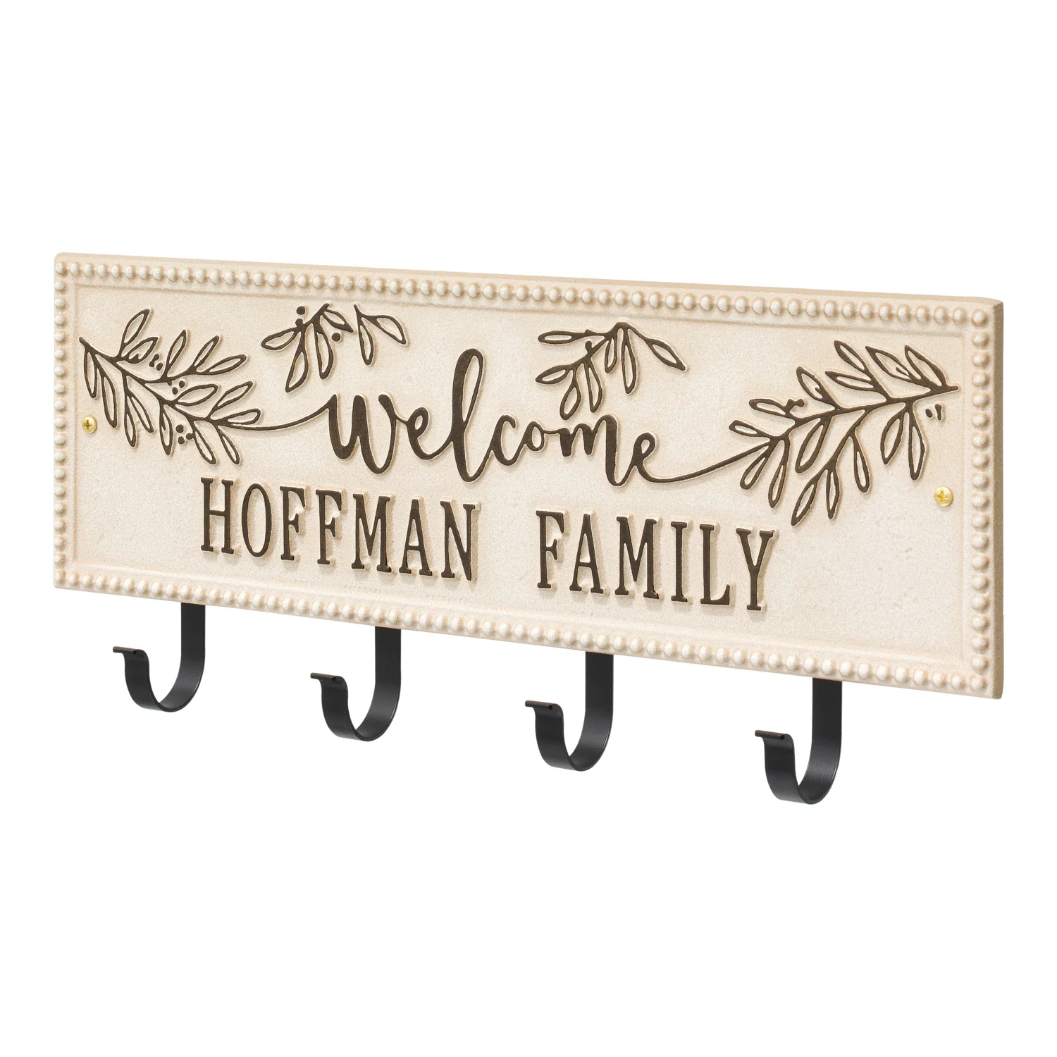 Welcome Family Beaded Rectangle Personalized Hook Plaque - Image 60