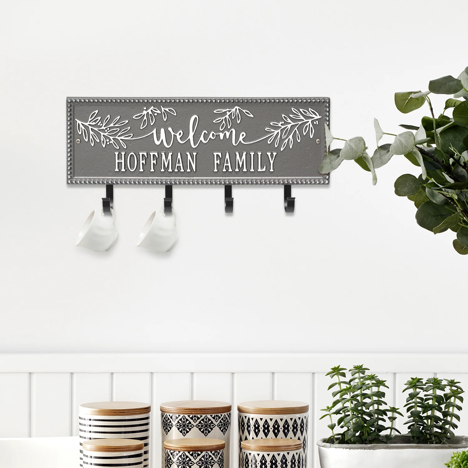 Welcome Family Beaded Rectangle Personalized Hook Plaque - Image 7