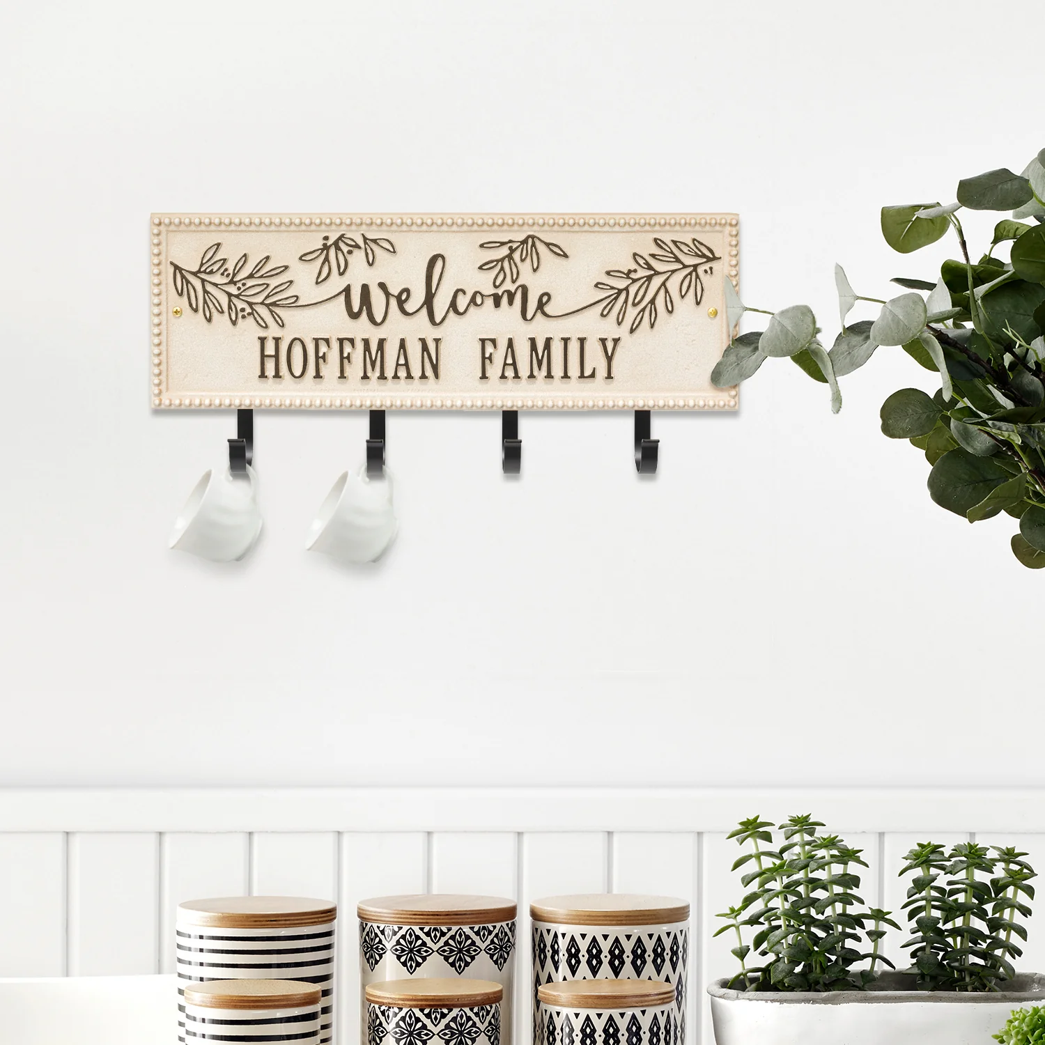 Welcome Family Beaded Rectangle Personalized Hook Plaque - Image 9