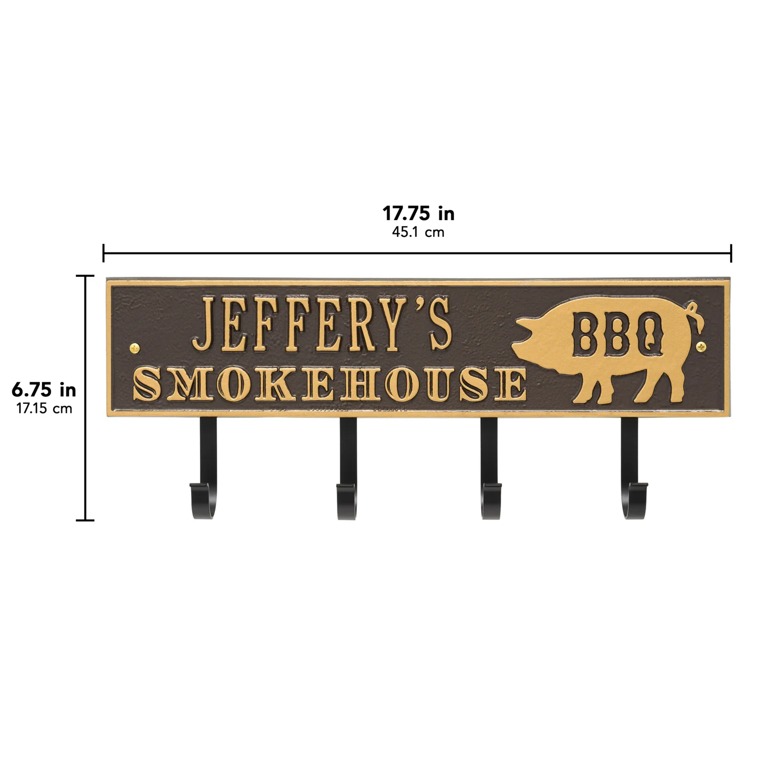Smokehouse BBQ Rectangle Personalized Hook Plaque - Image 23