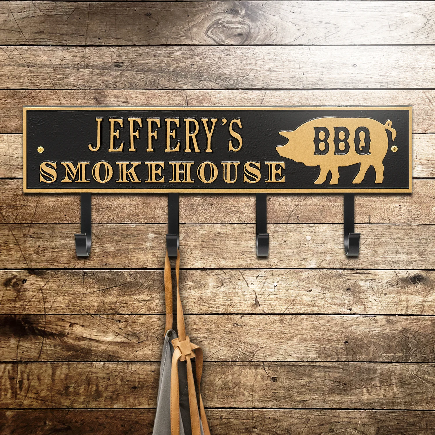Smokehouse BBQ Rectangle Personalized Hook Plaque - Image 3