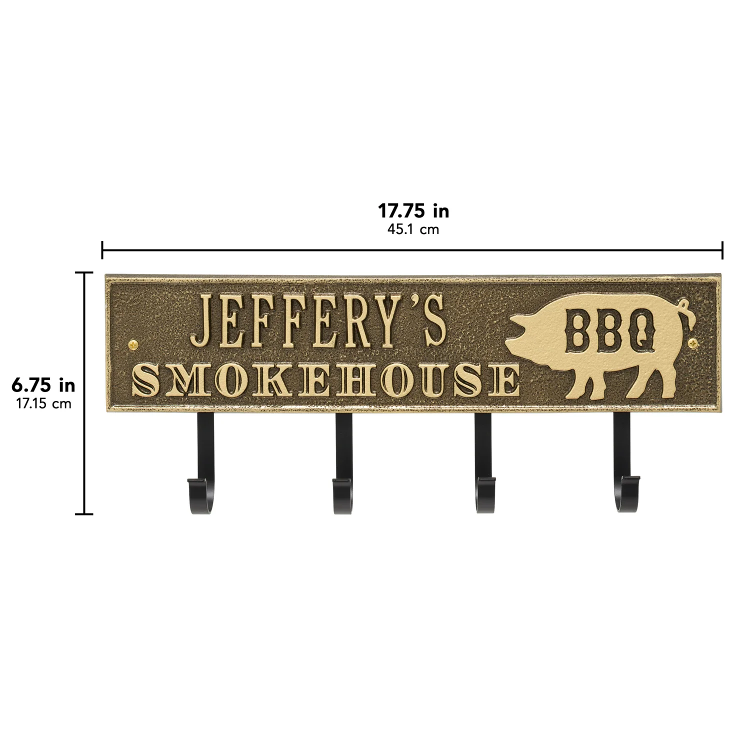 Smokehouse BBQ Rectangle Personalized Hook Plaque - Image 33