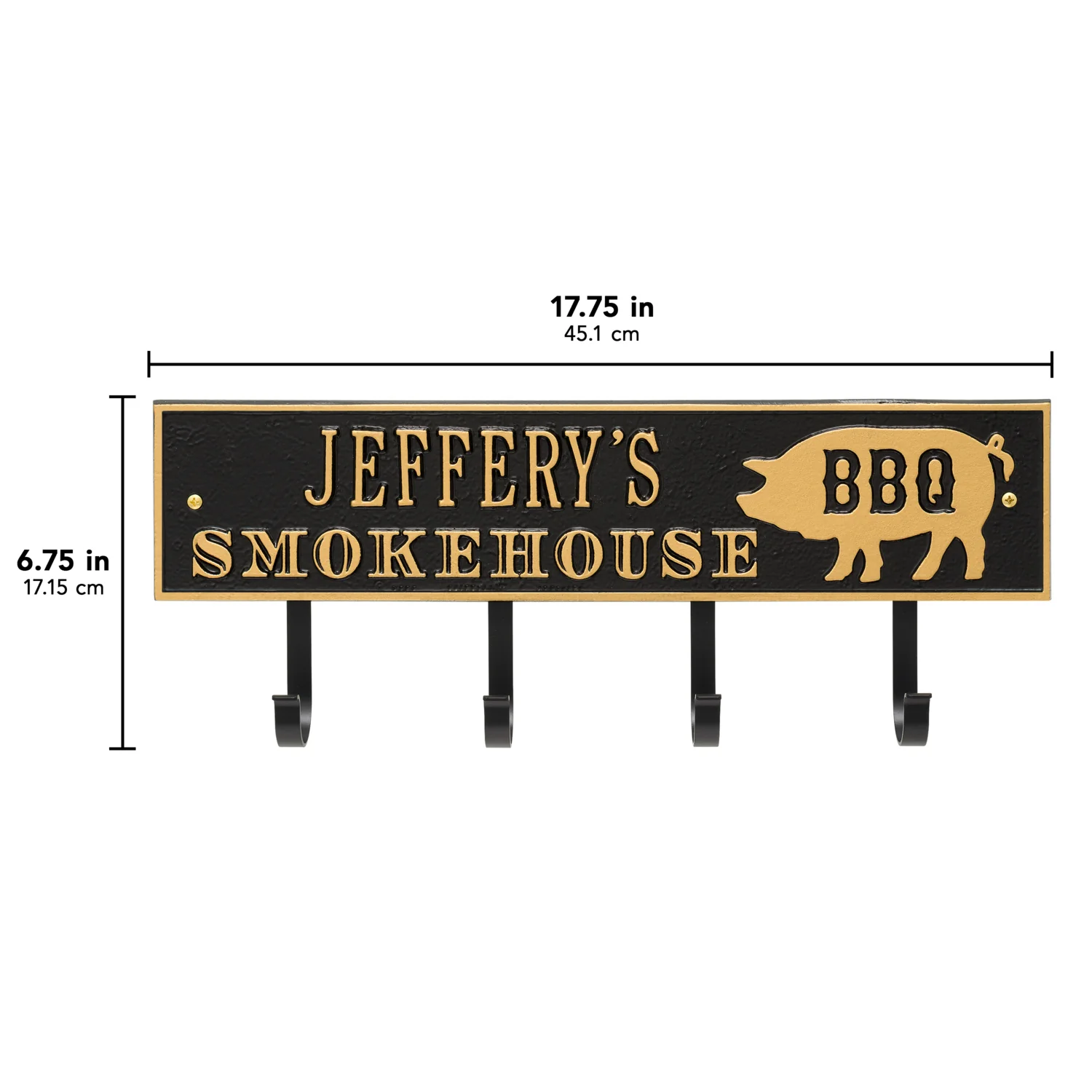 Smokehouse BBQ Rectangle Personalized Hook Plaque - Image 35