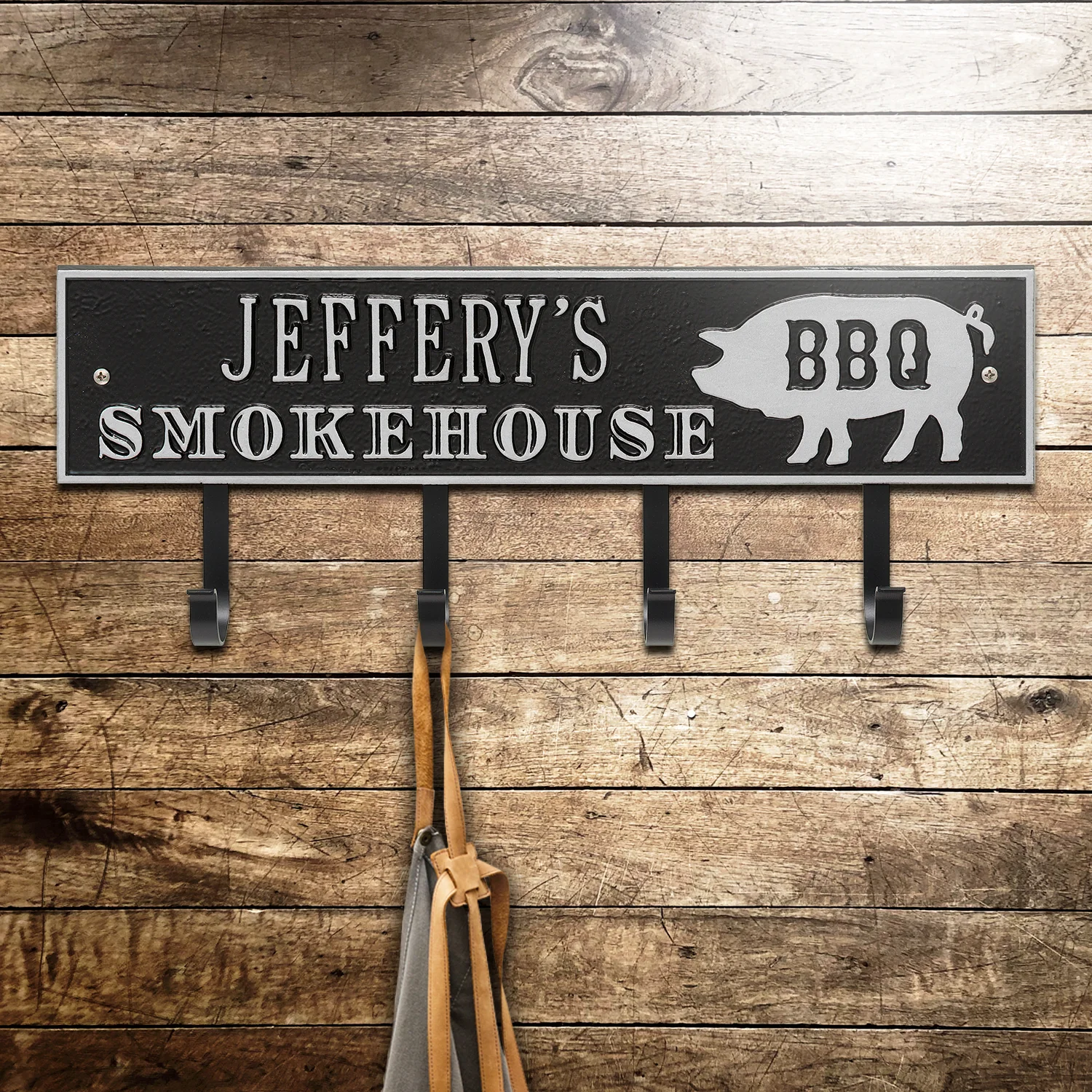 Smokehouse BBQ Rectangle Personalized Hook Plaque - Image 4