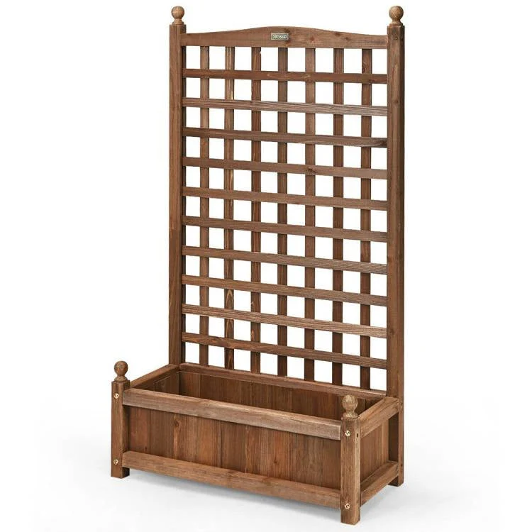 Solid Wood Farmhouse Garden Planter Box with 48-inch High Trellis - Image 3