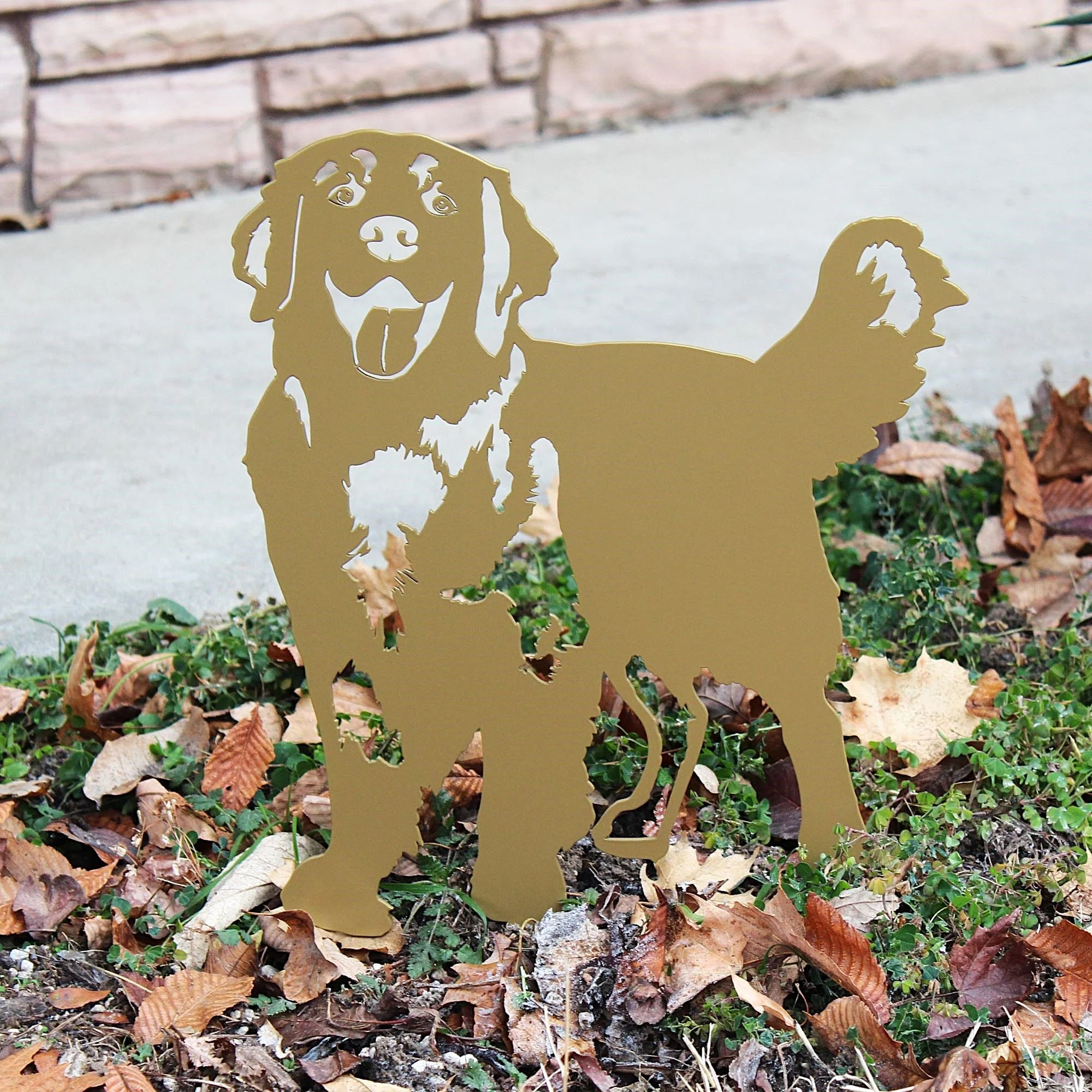 Gold Golden Retriever Garden Stake