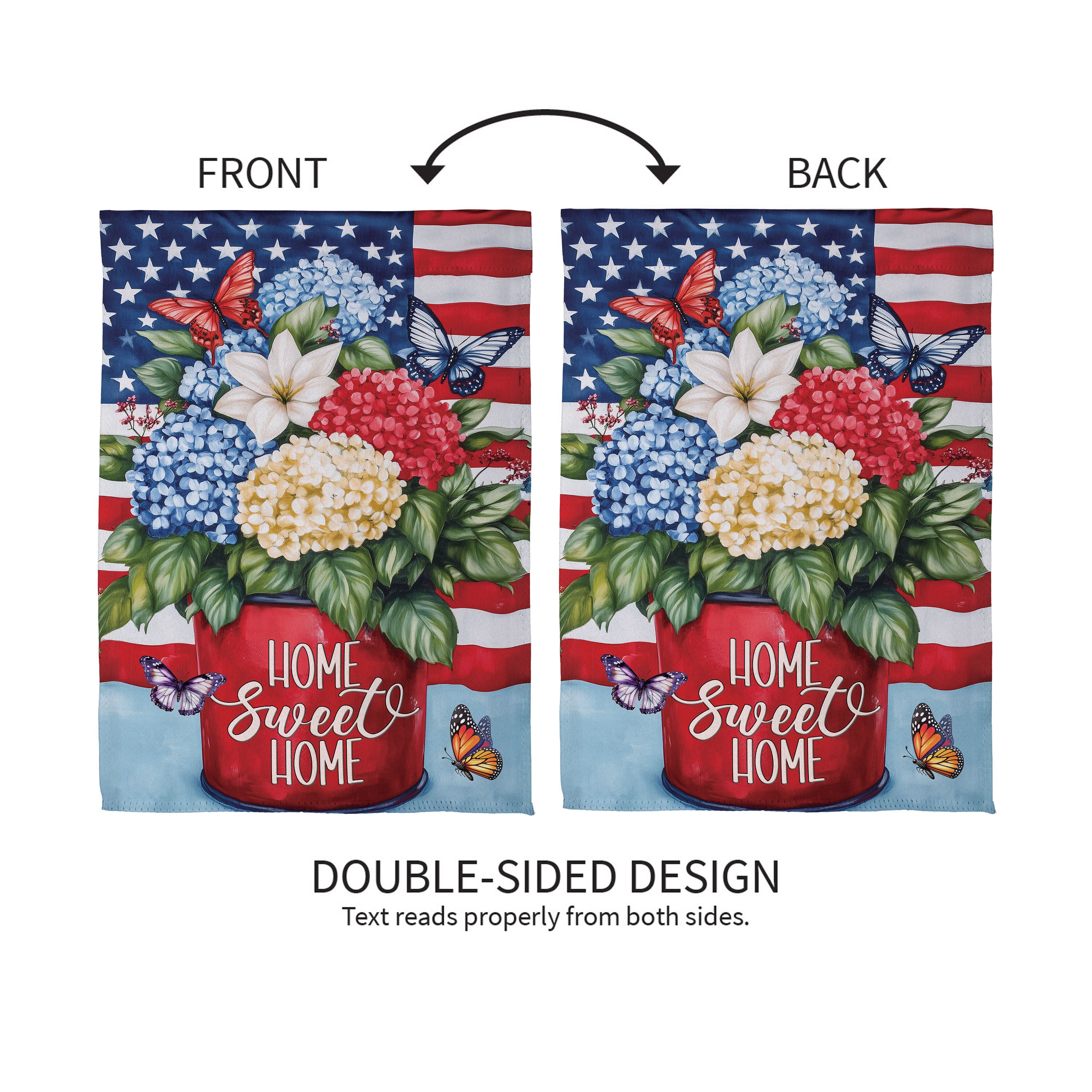 Patriotic Hydrangeas Suede House Flag - Image 4