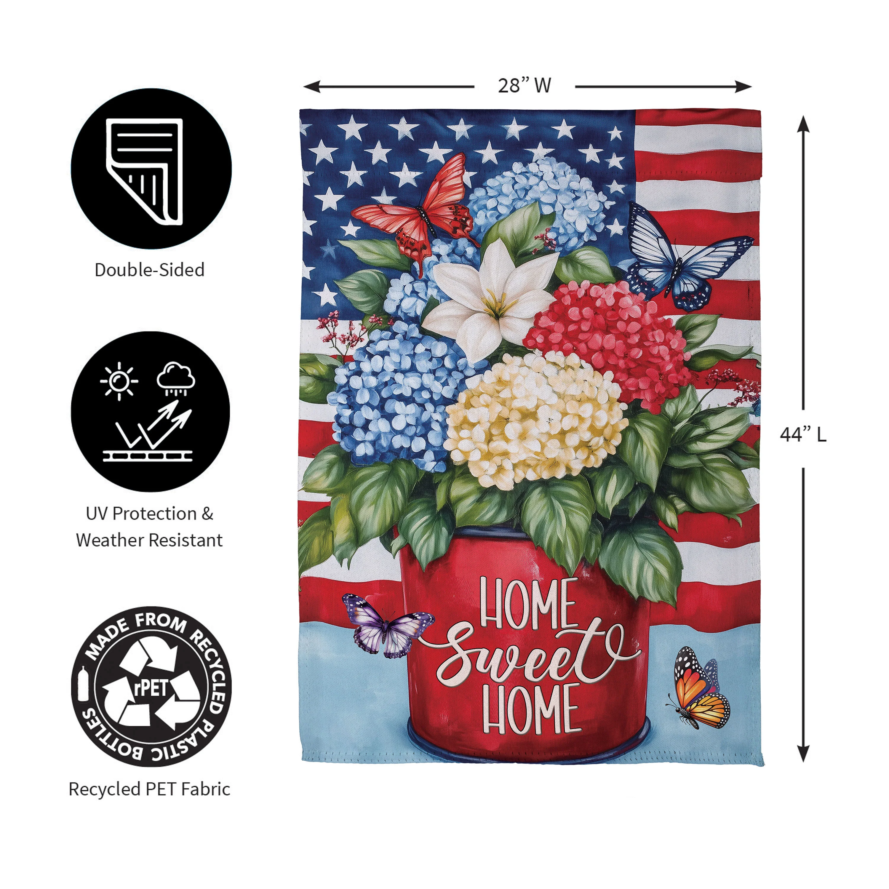 Patriotic Hydrangeas Suede House Flag - Image 6