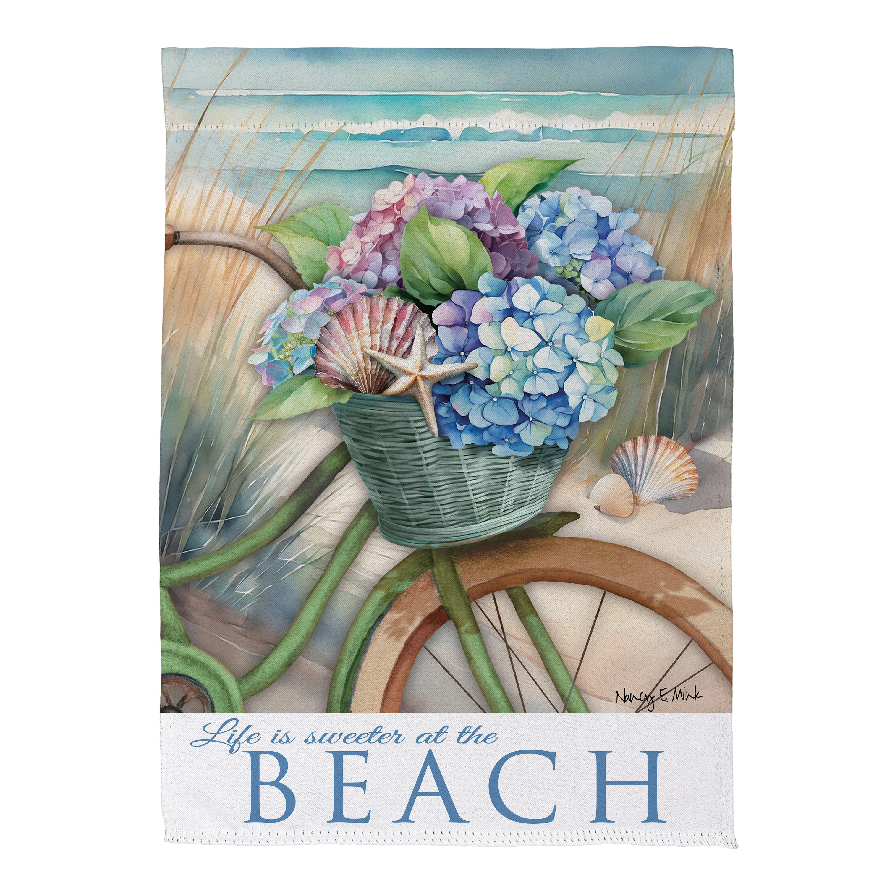 Beach Escape Hydrangea Suede Garden Flag - Image 2