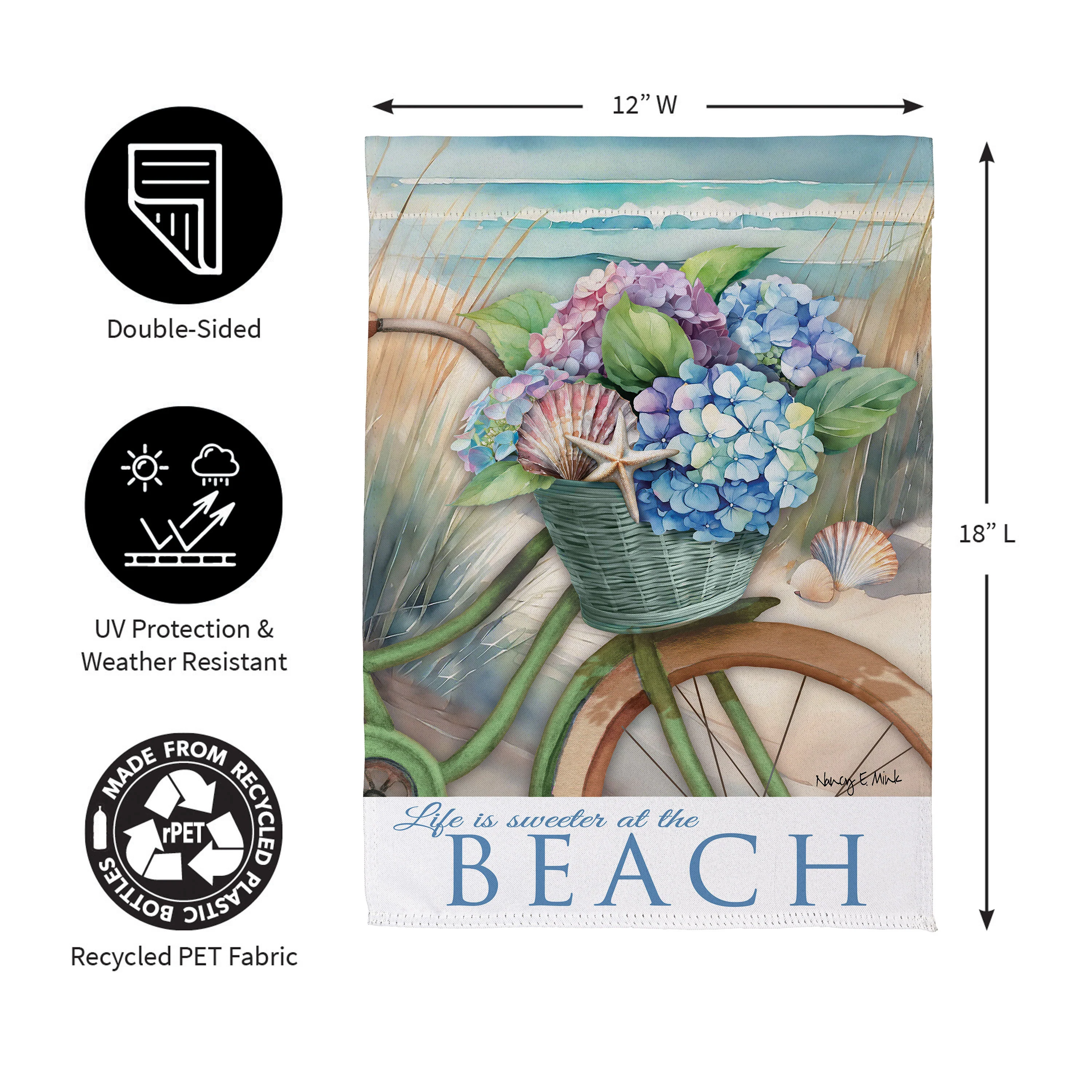 Beach Escape Hydrangea Suede Garden Flag - Image 4