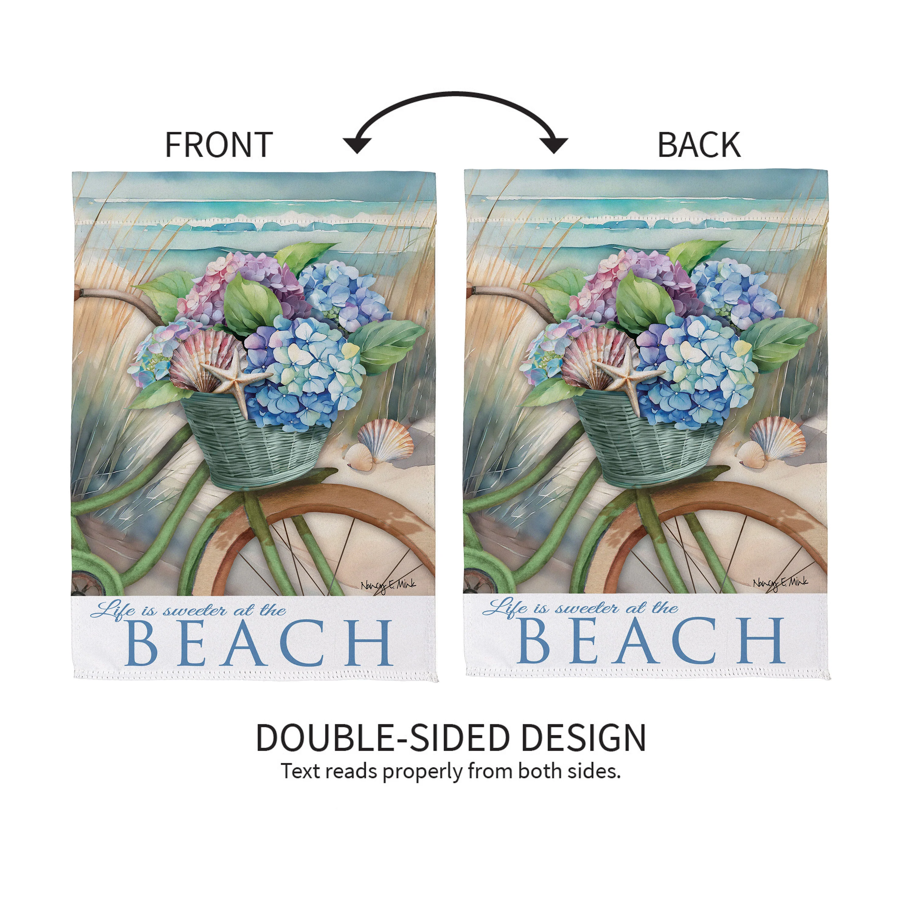 Beach Escape Hydrangea Suede Garden Flag - Image 5