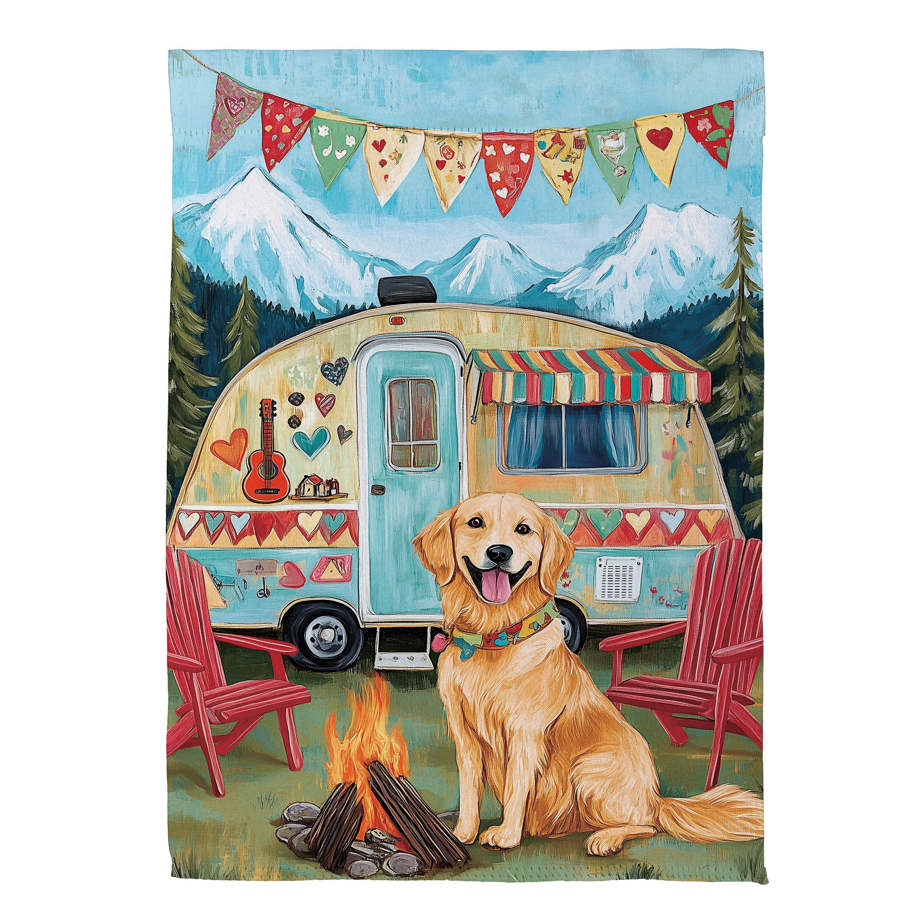 Camping Dog Suede House Flag - Image 2
