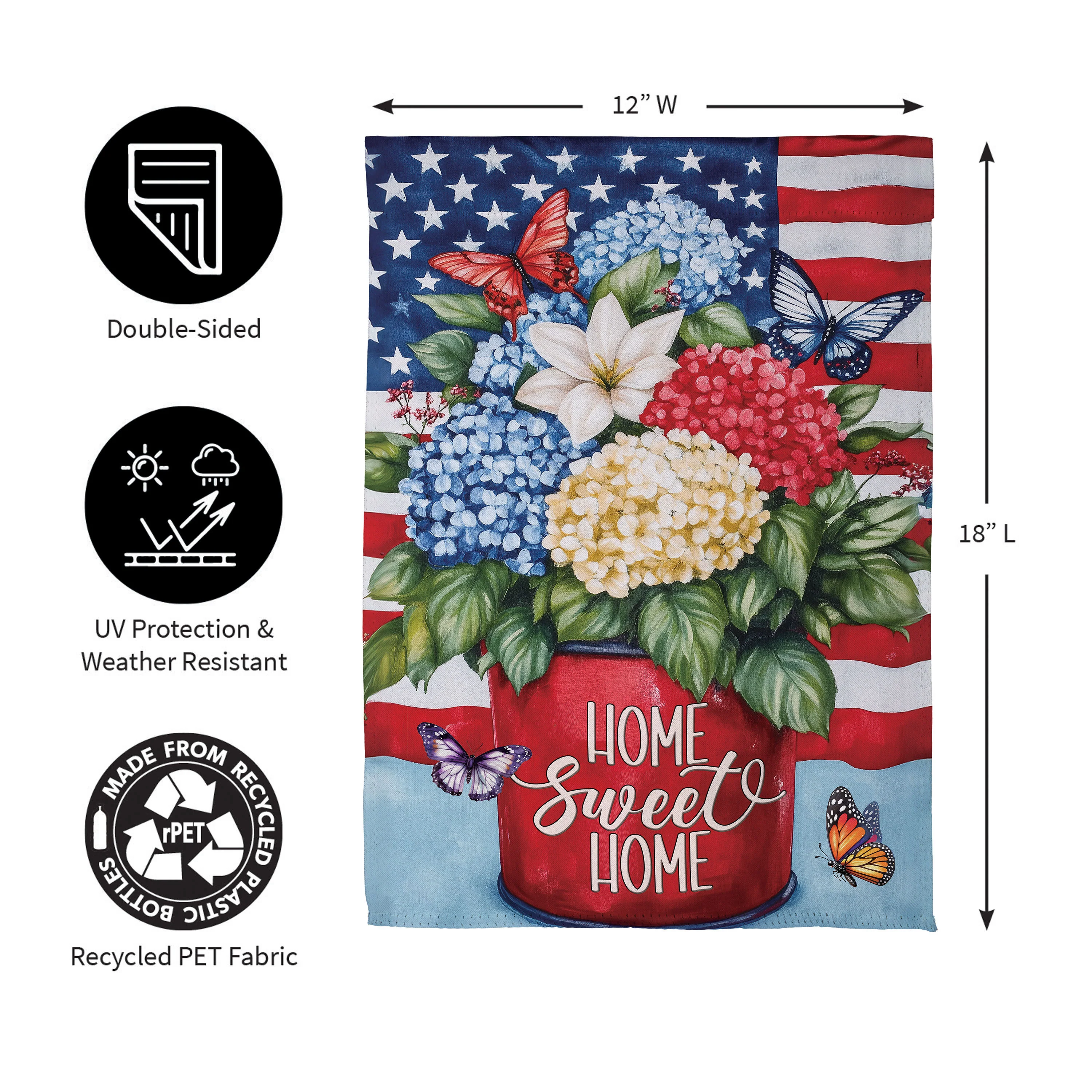 Patriotic Hydrangeas Suede Garden Flag - Image 3