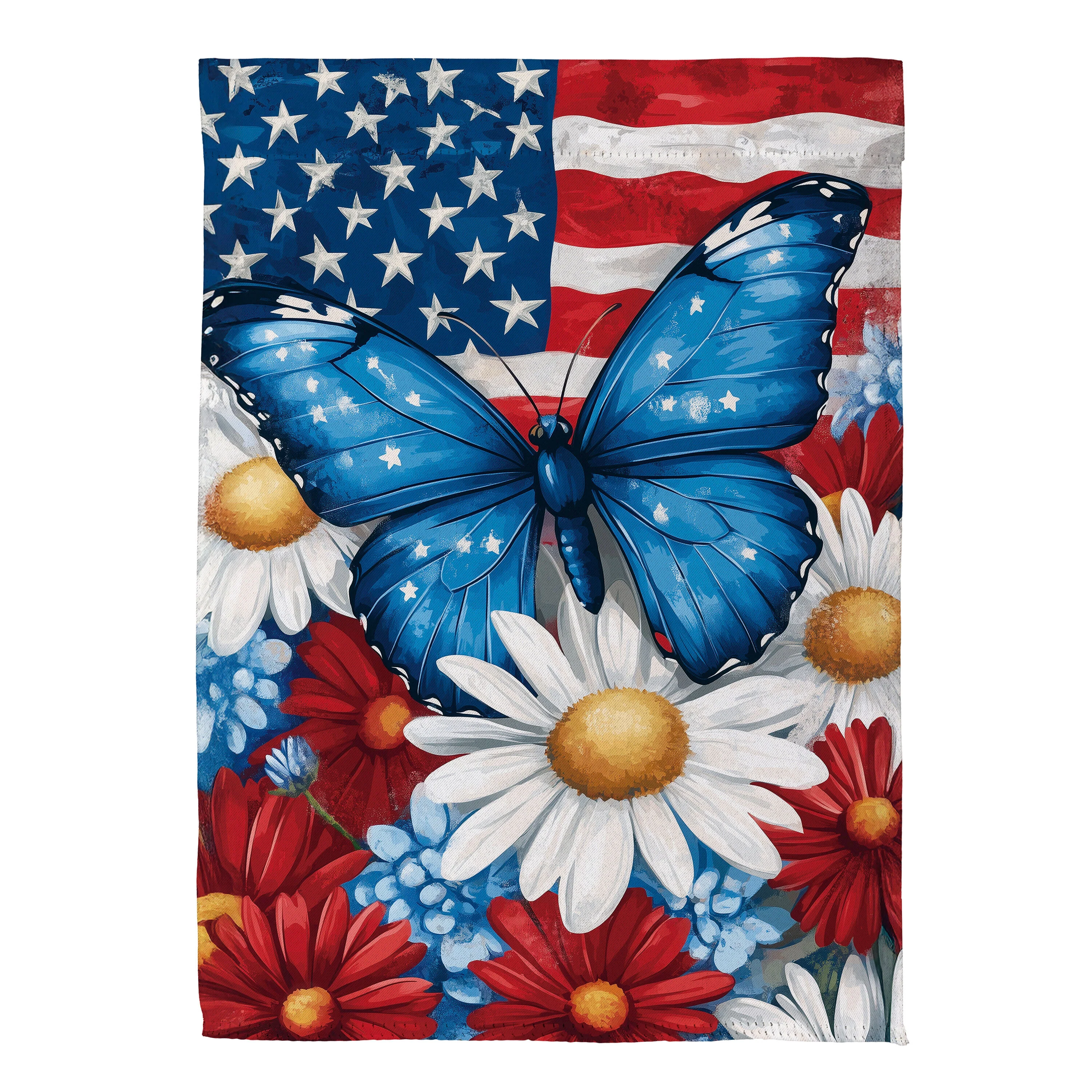 Patriotic Butterfly Suede House Flag - Image 2