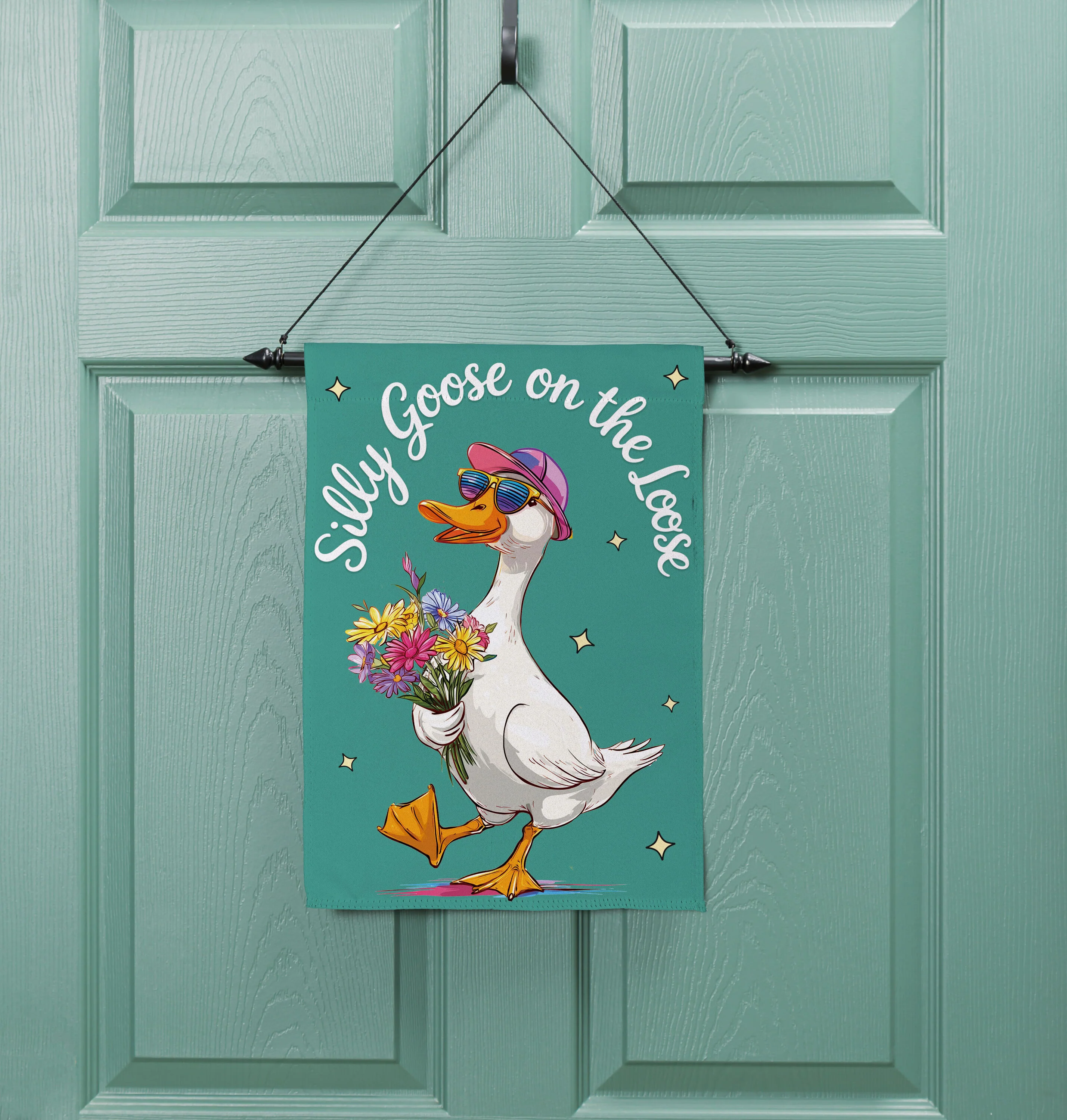 Silly Goose on the Loose Suede Garden Flag - Image 2