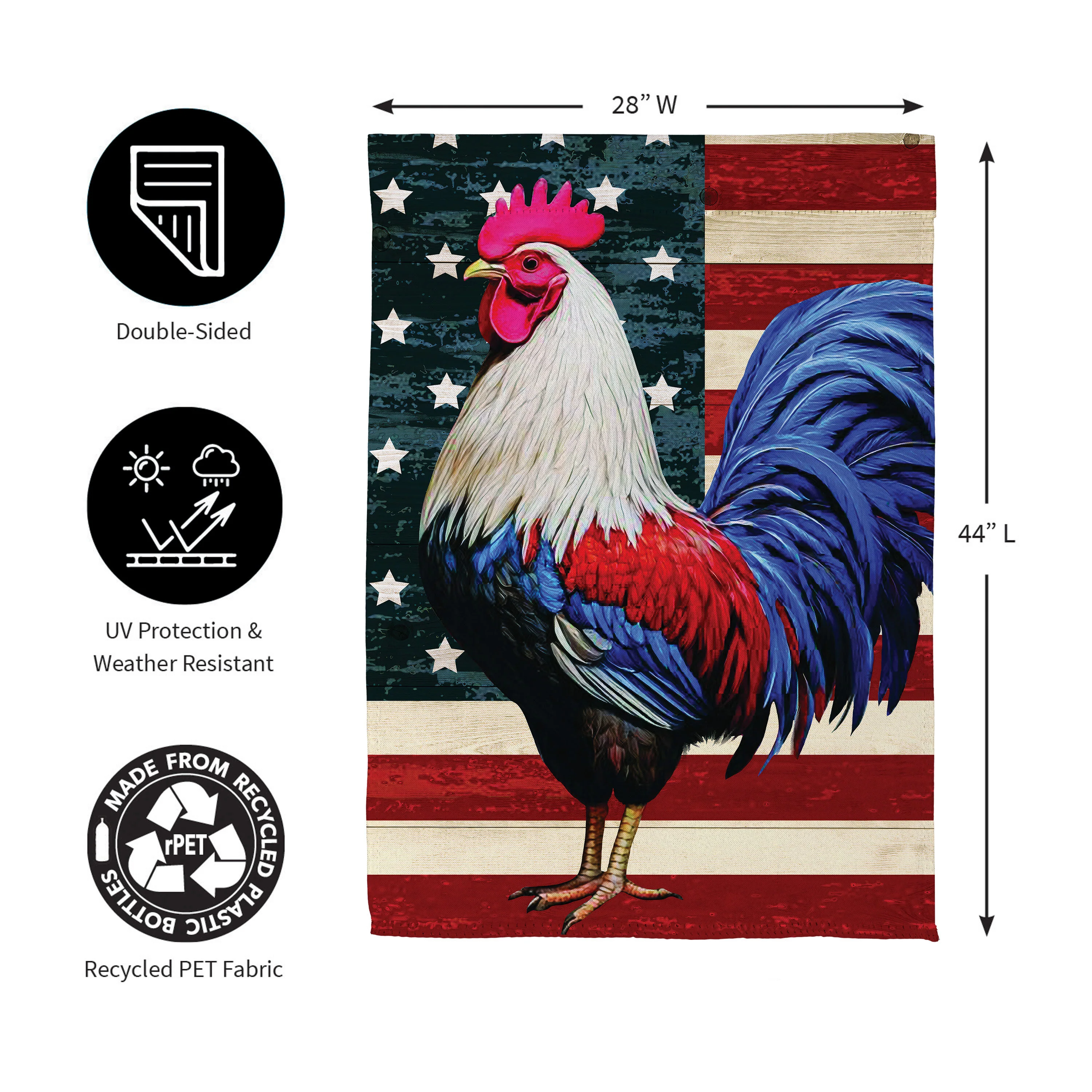 All American Rooster Suede House Flag - Image 3
