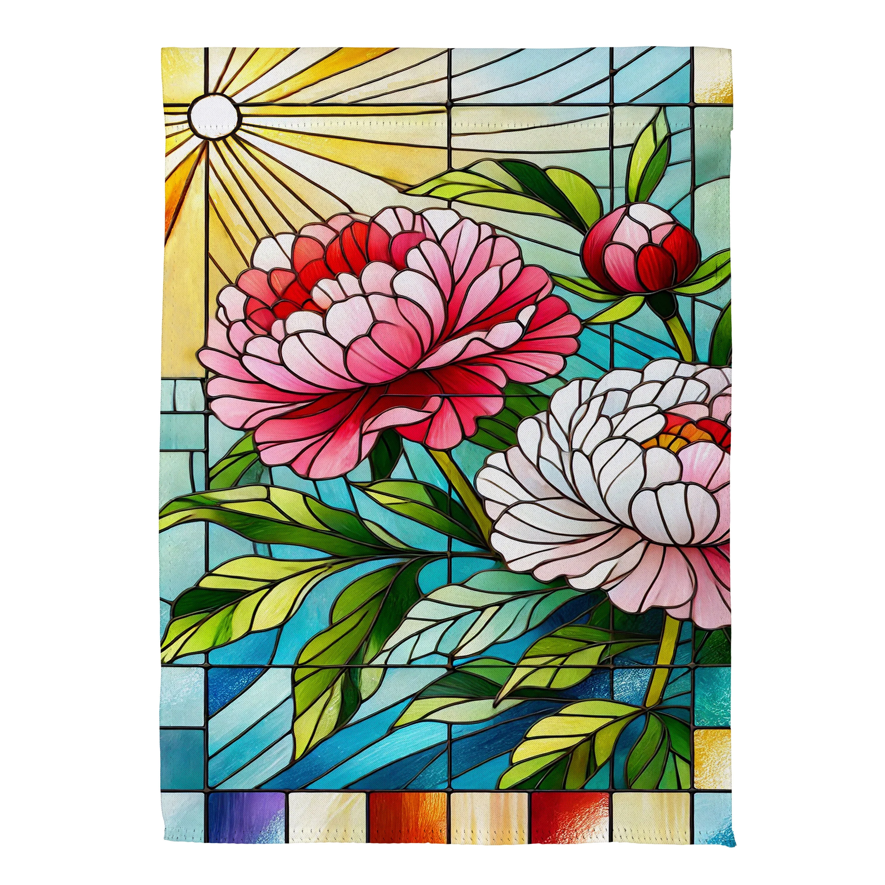 Floral Stained Glass Suede Garden Flag - Image 2
