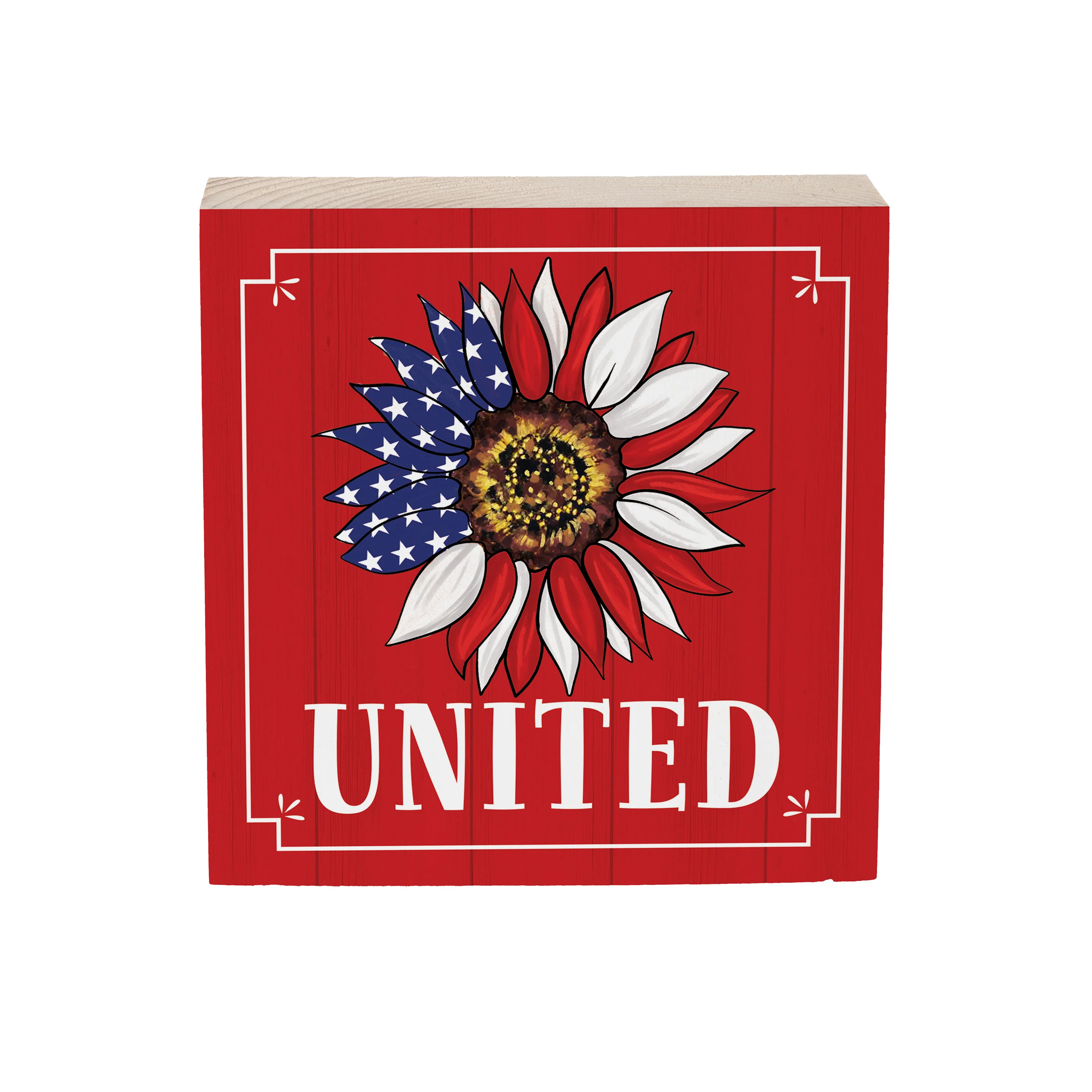 American Classic Sign Wood Block "United", 6"x6" - Image 3