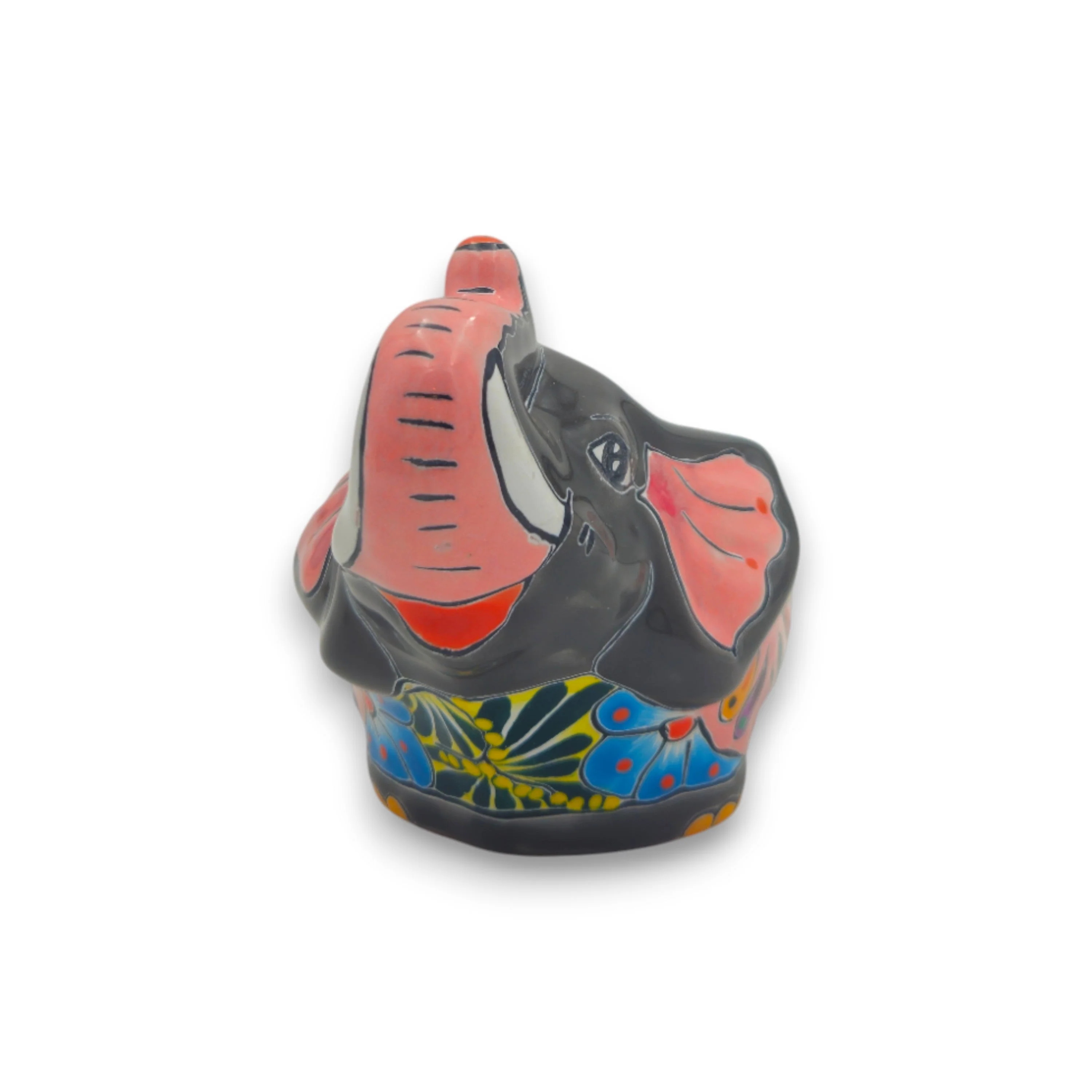 Talavera Elephant Planter | Hand-Painted Gray Ceramic Pot - Image 3