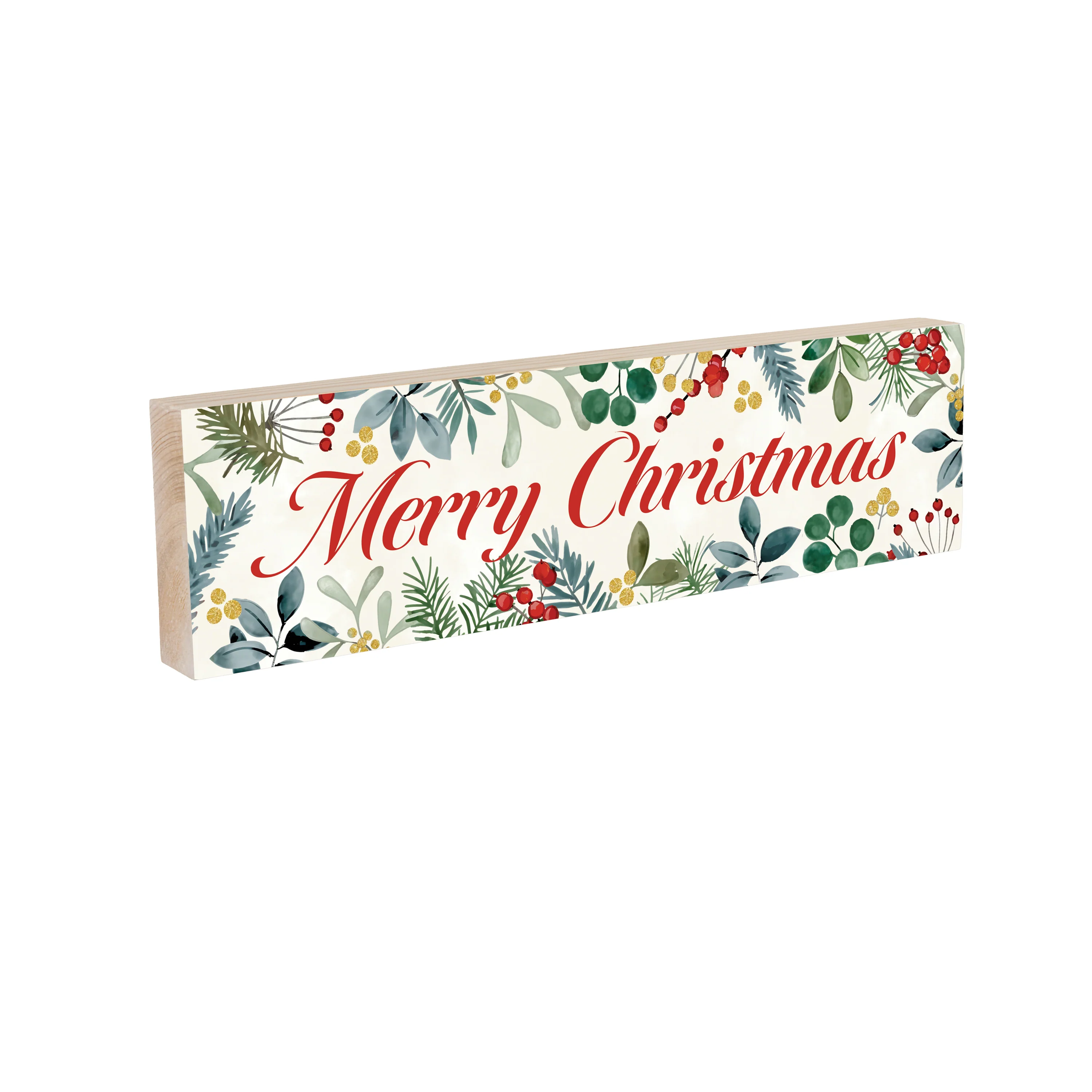VivaStyle Festive Foliage Mantle Sign, "Merry Christmas", 18"x5” - Image 2