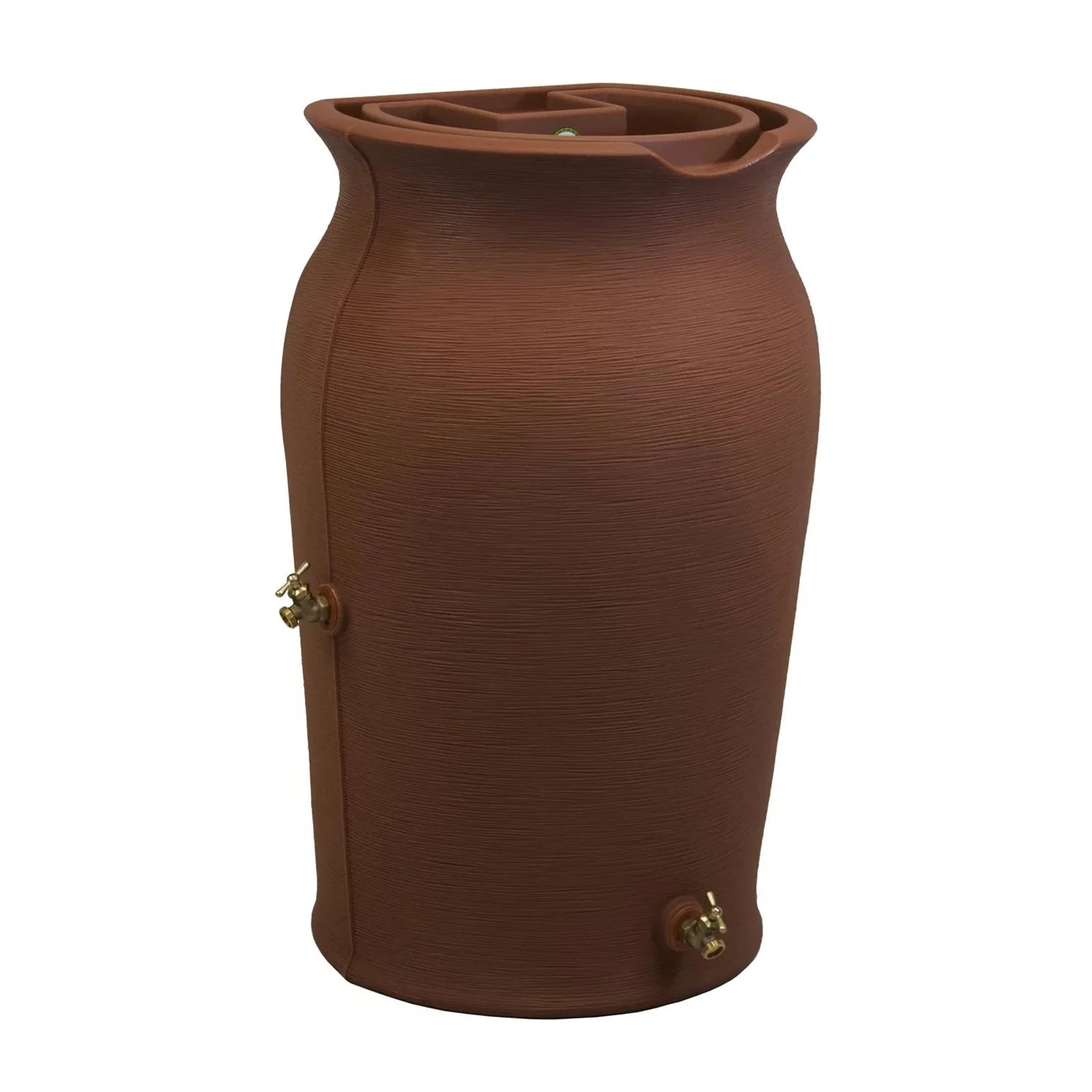 Terra Cotta 50-Gallon Plastic Urn Rain Barrel with Planter Top - Image 3