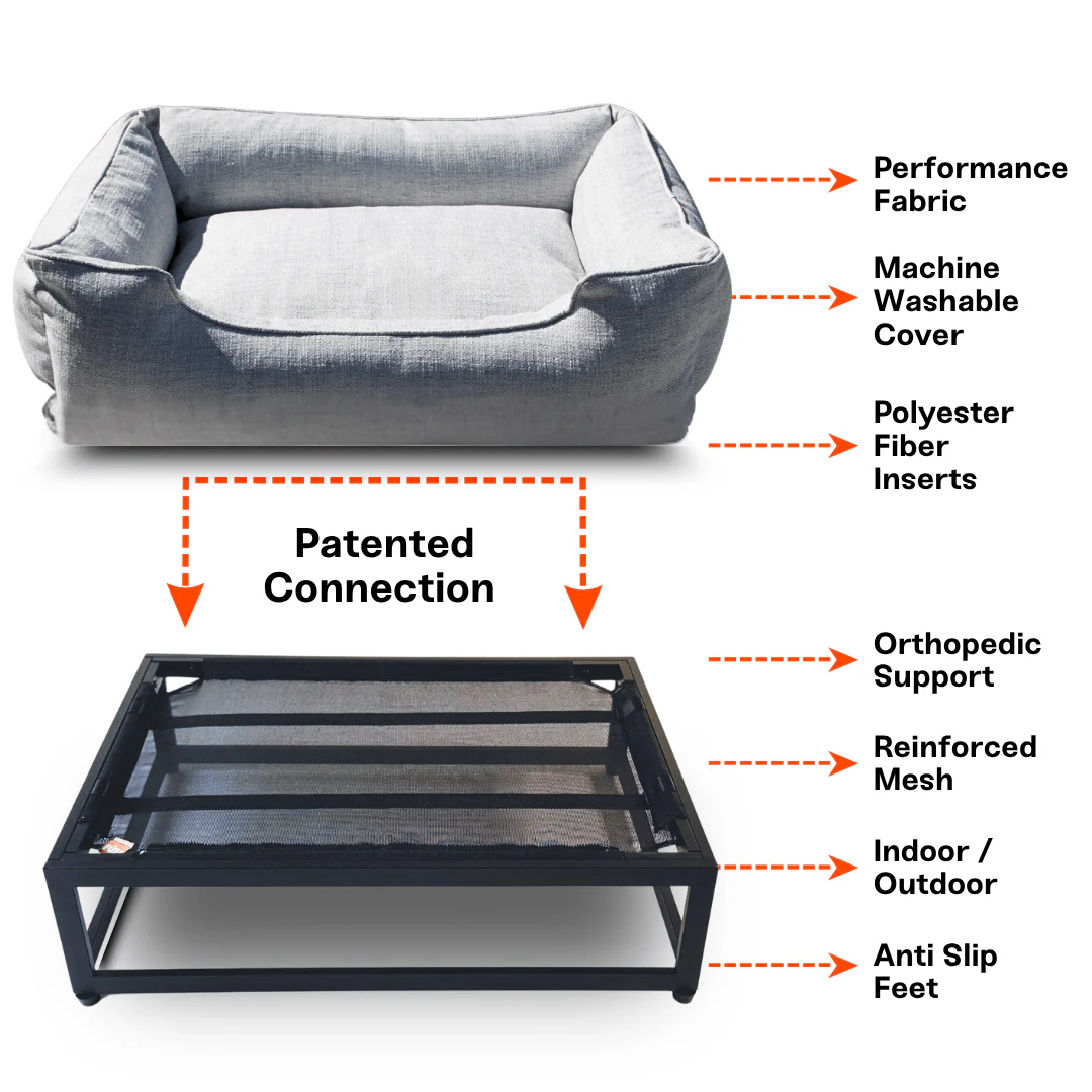 The FÜZI Elevated Dog Bed With Frame, Oat - Image 4