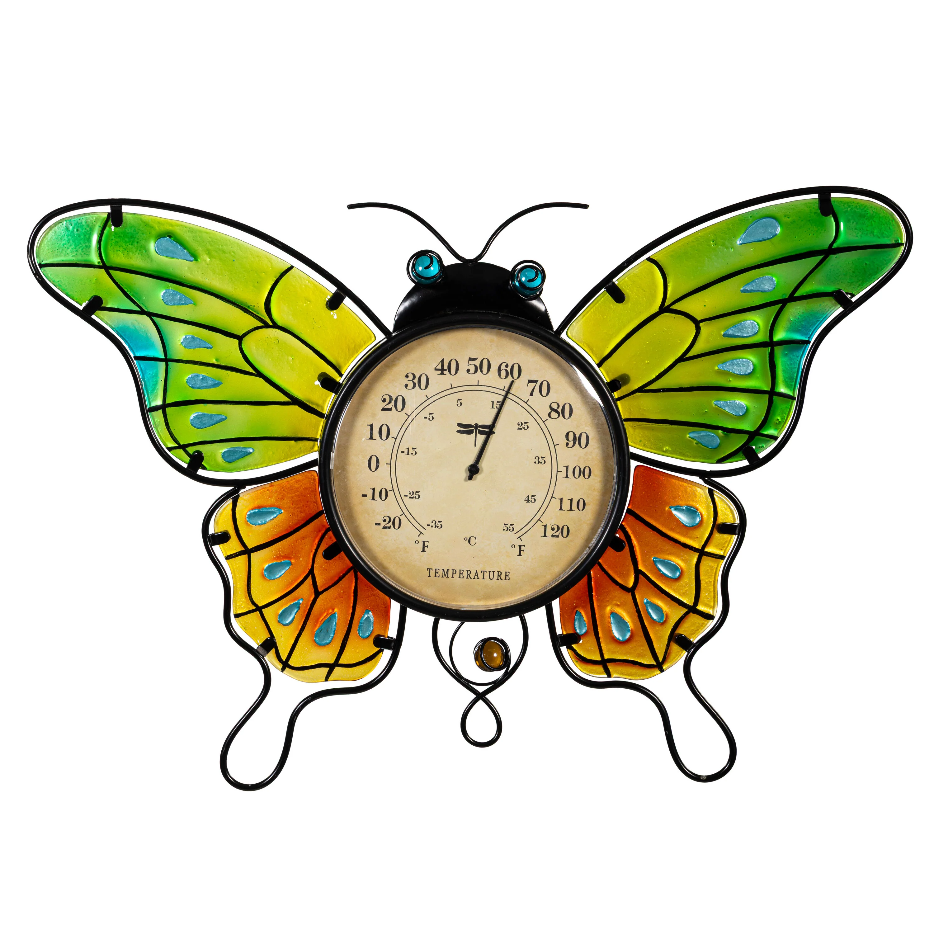 Butterfly Metal Outdoor Wall Thermometer, 18" - Image 2