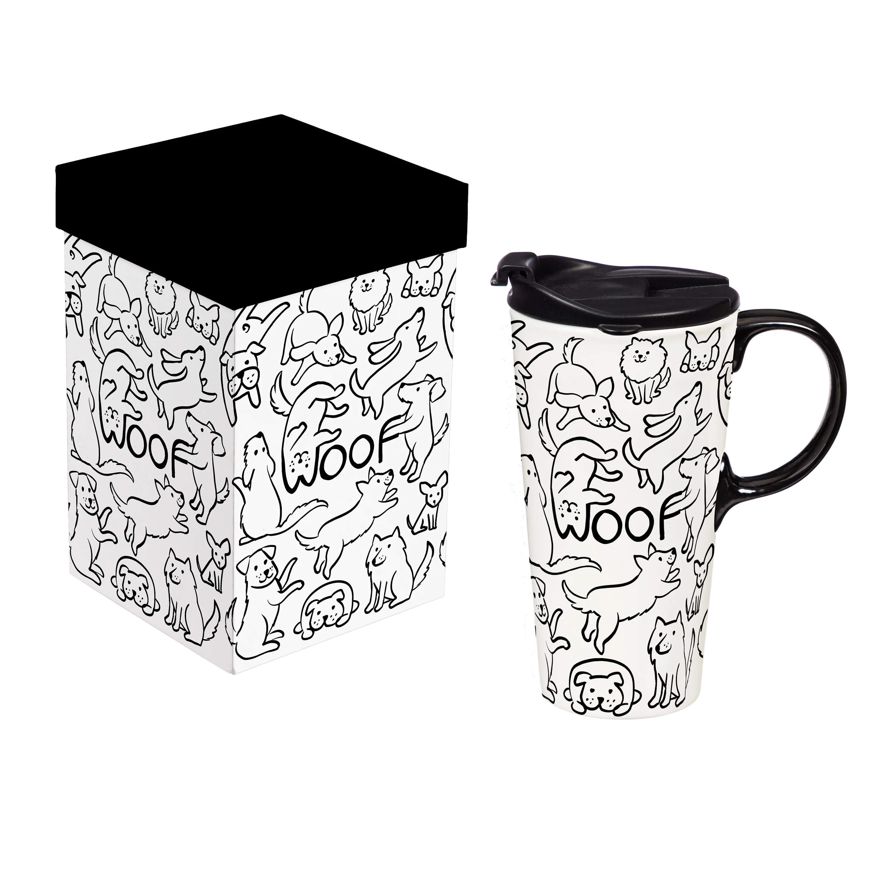Pet Ceramic Perfect Cup, Woof Dog, 17oz, Gift Box