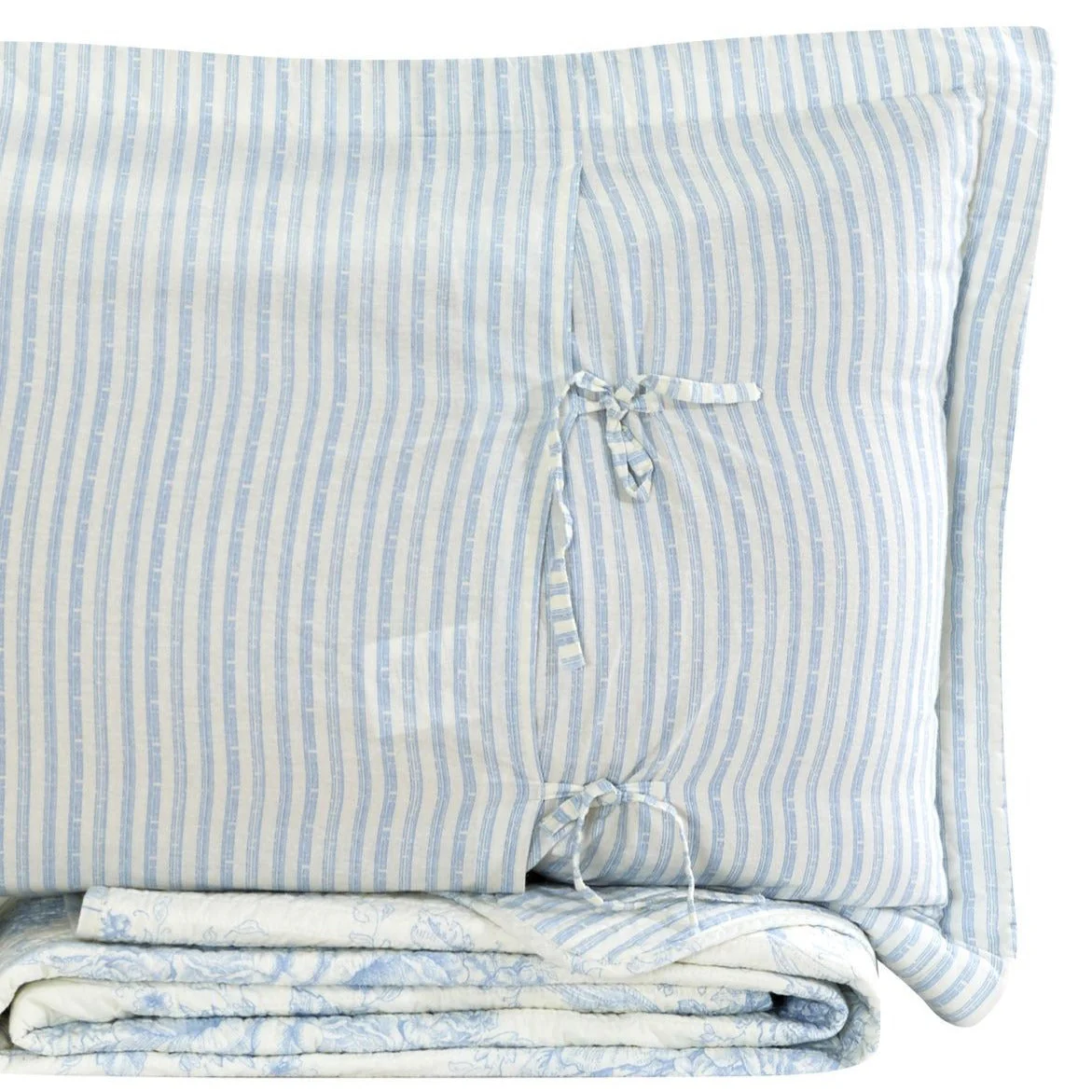 Toile Reversible Cotton Quilt Set - Image 7