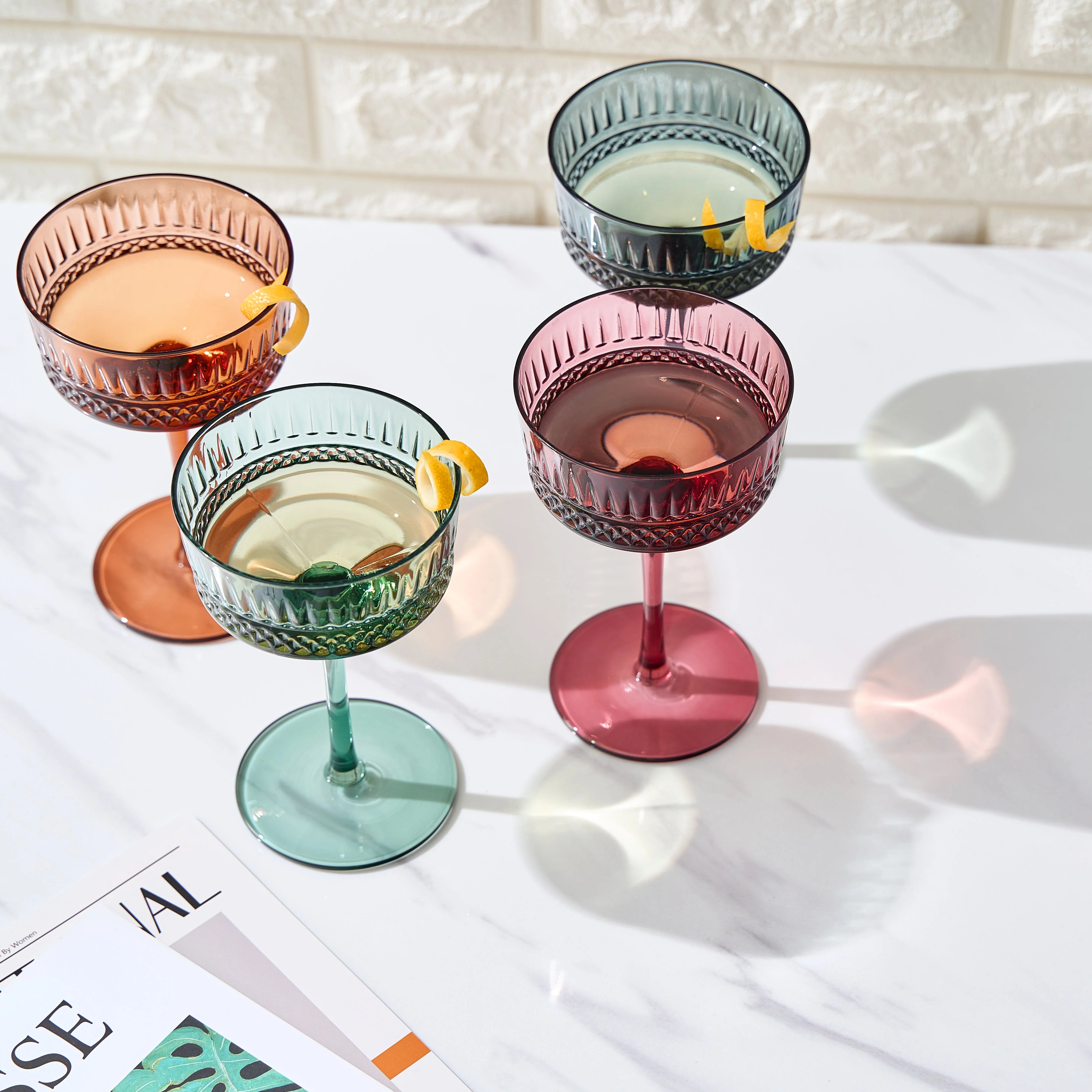 Tonal Crystal Champagne Coupe, Cocktail Glassware, Set of 4 - Image 5