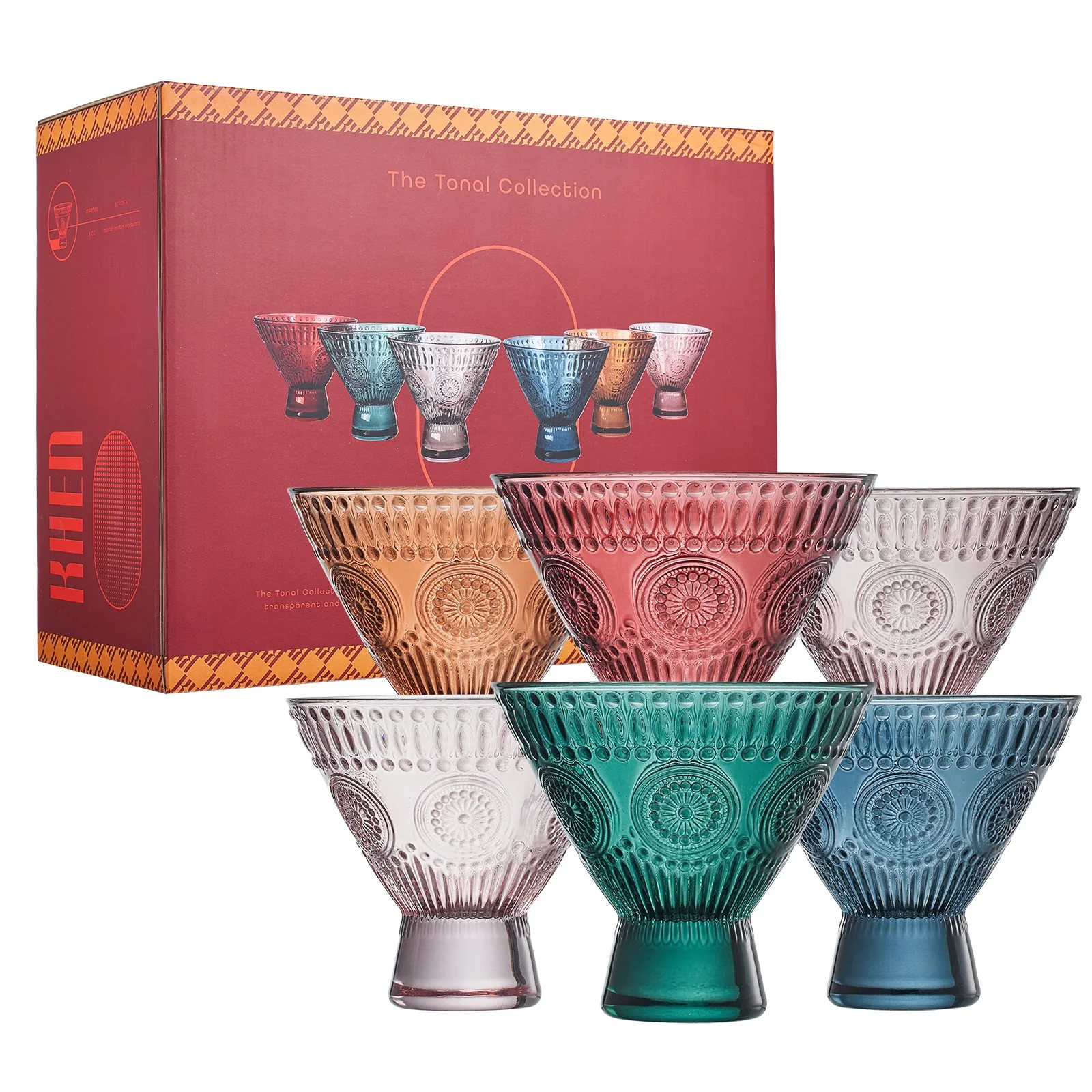 Tonal Hobnail Martini Glassware, Set of 6 - Image 3