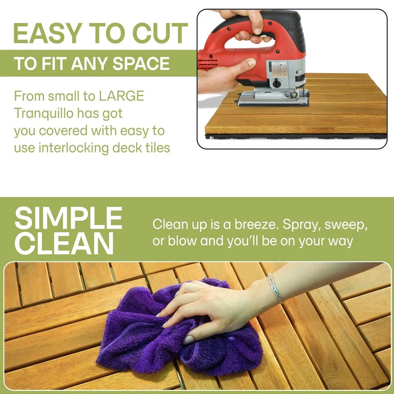 Acacia Deck Tiles 6 Slat Interlocking Decking Tiles, Set of 9 - Image 17