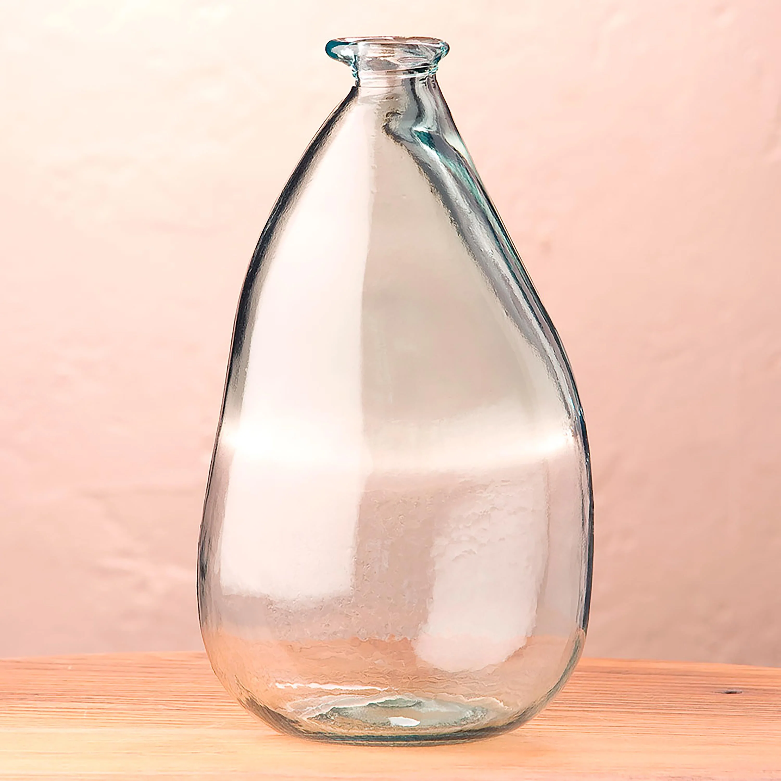 Oblong Recycled Glass Balloon Vase, 14" - Clear