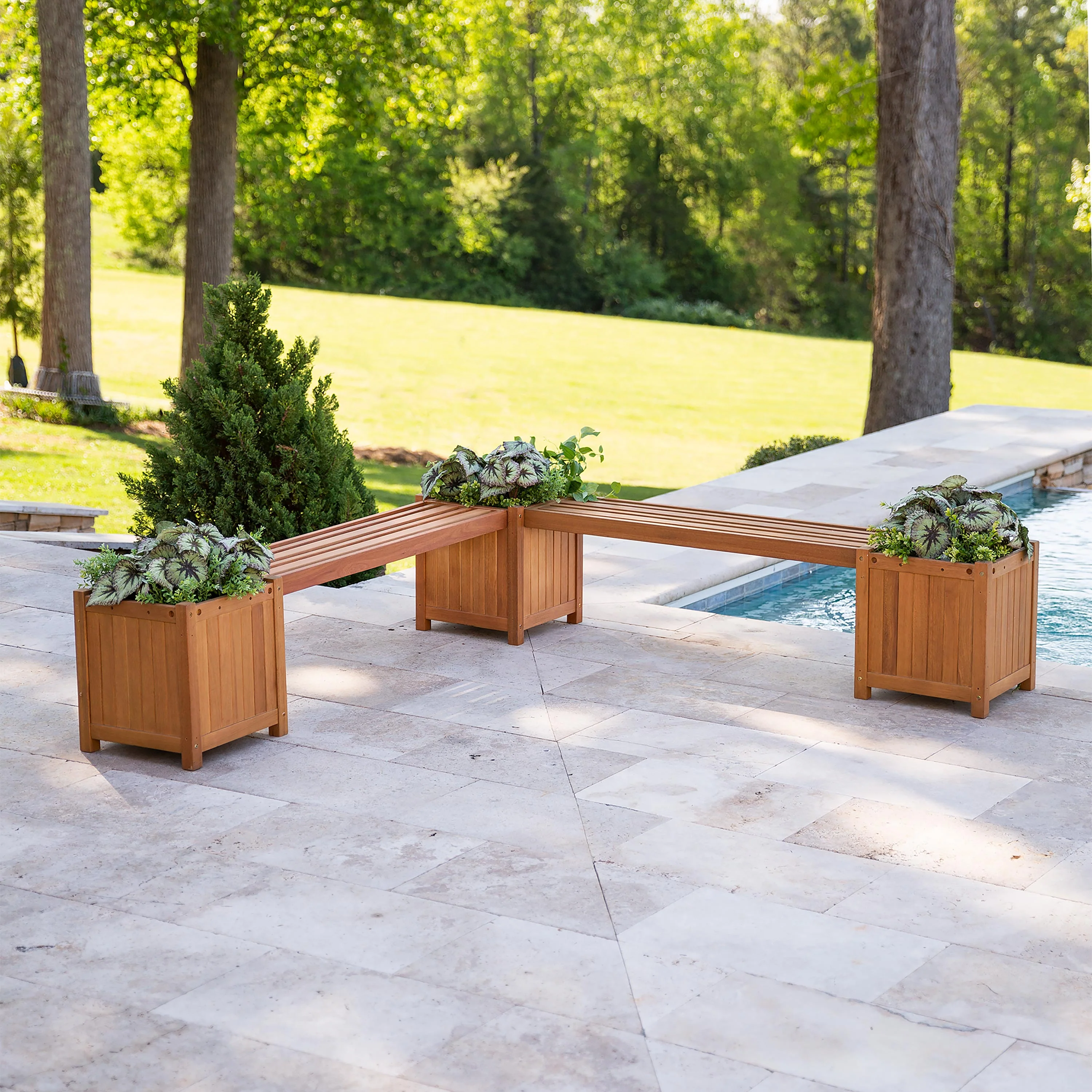 Eucalyptus Slatted Bench Seat - Image 3
