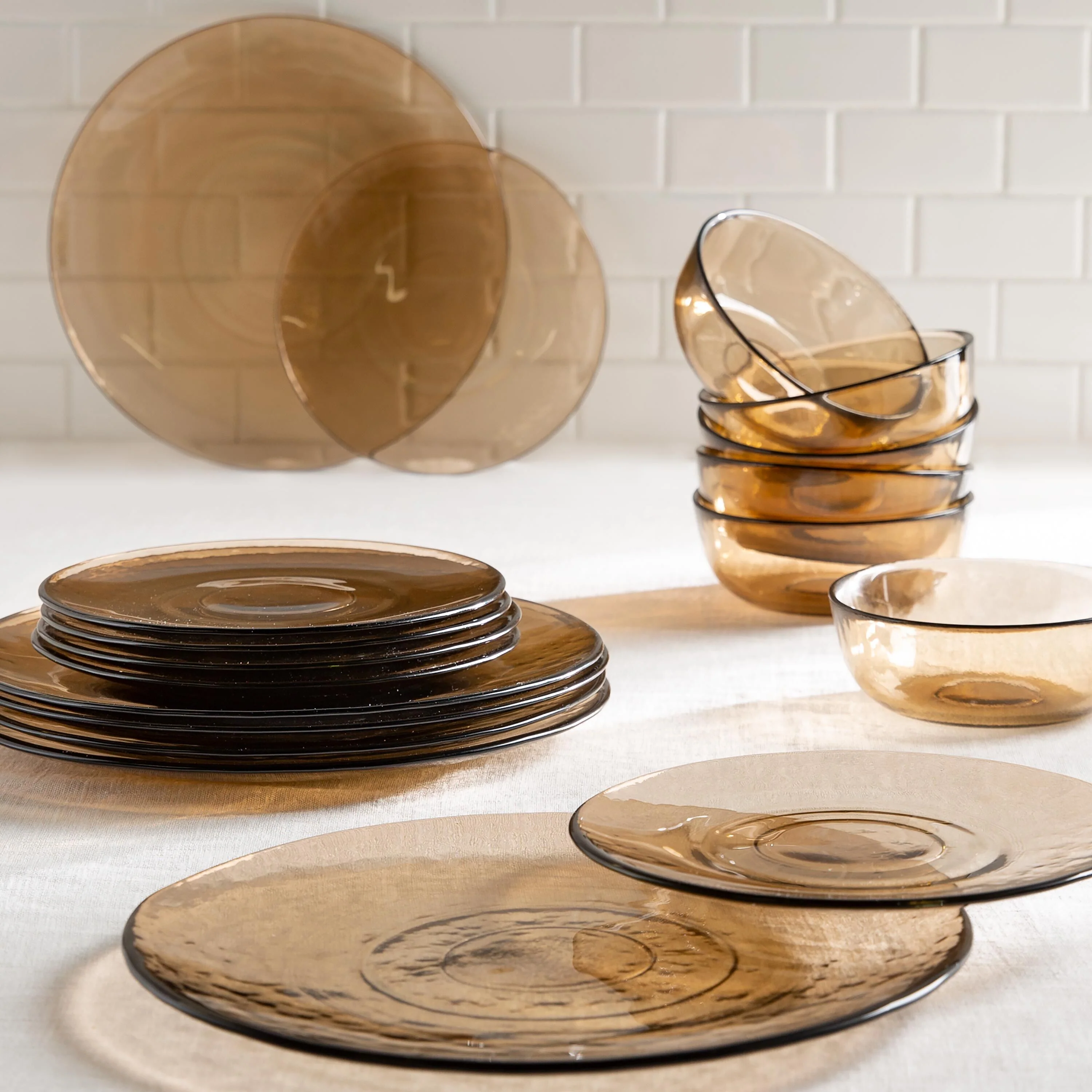 8" Glass Salad Plate, Set of 6, Sand - Image 3