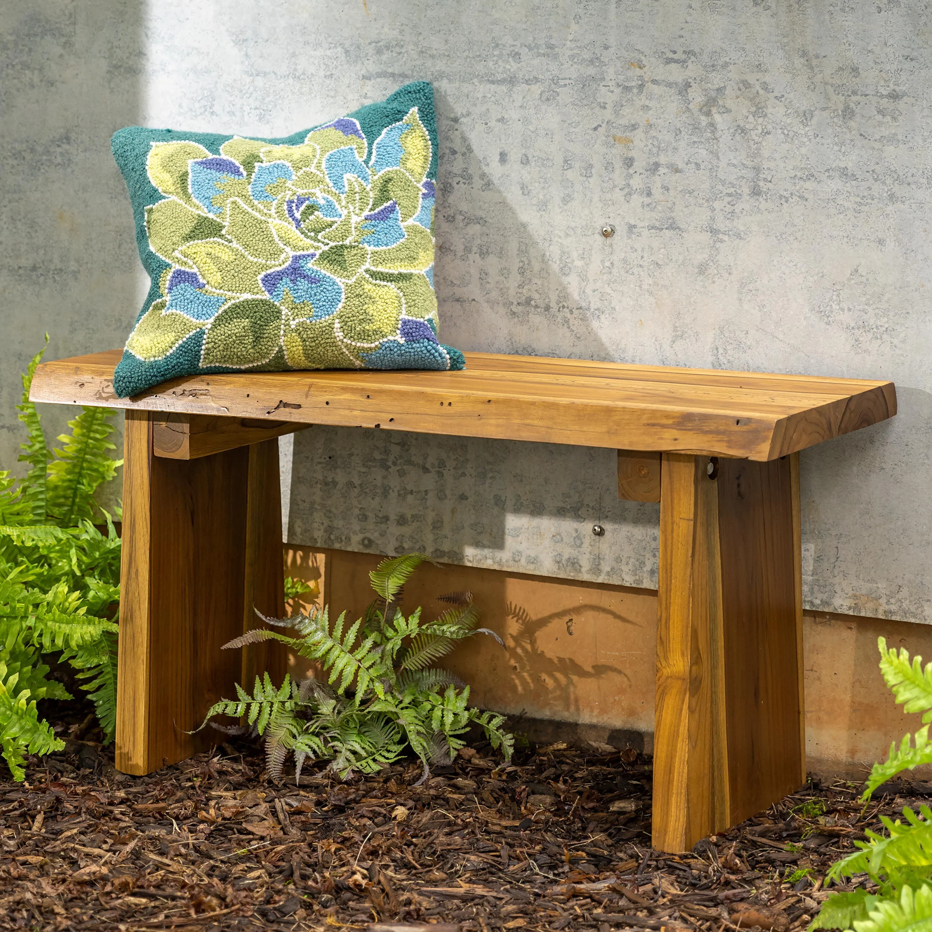Live-Edge Teak Garden Bench - Image 6