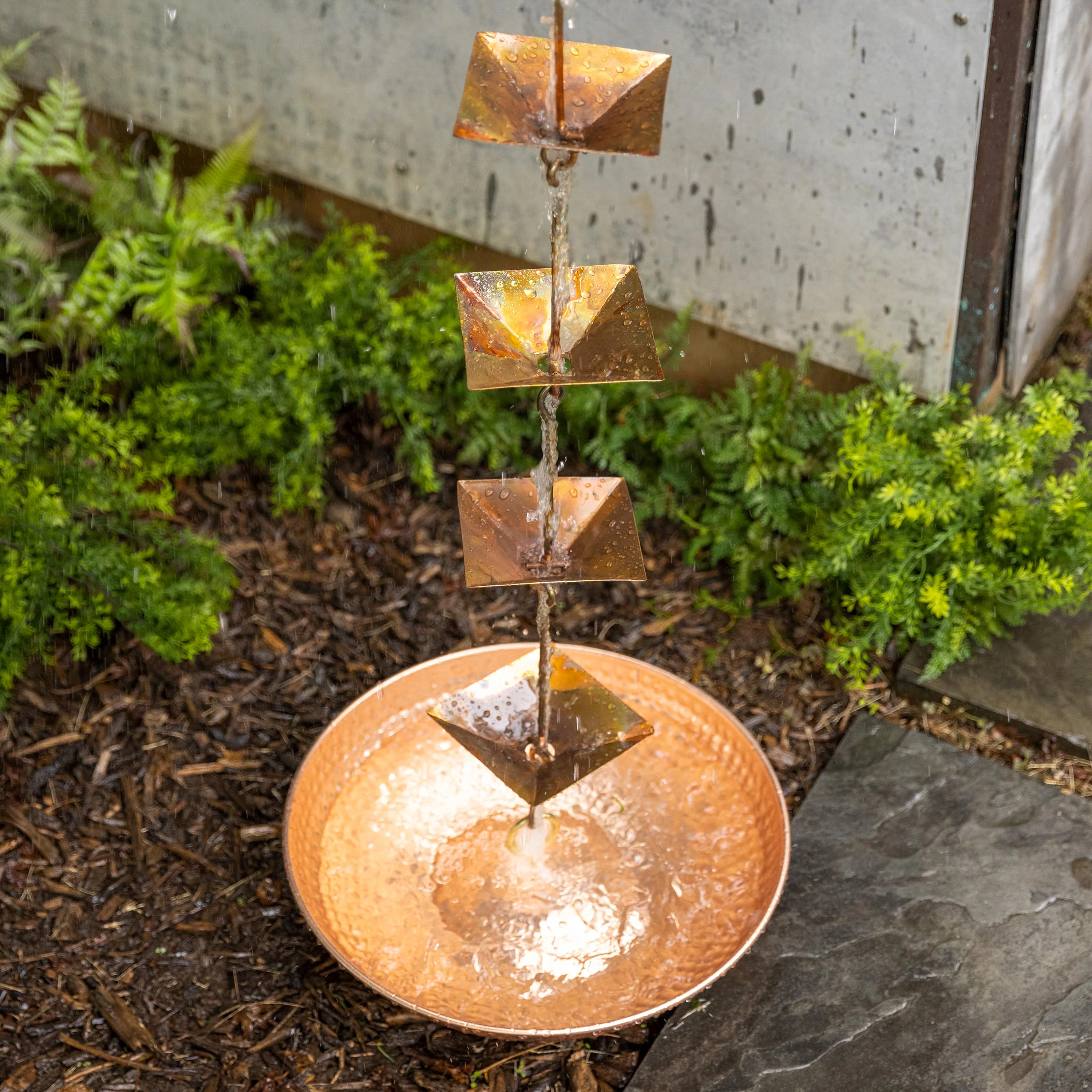 Hammered Iron Rain Chain Basin - Image 2