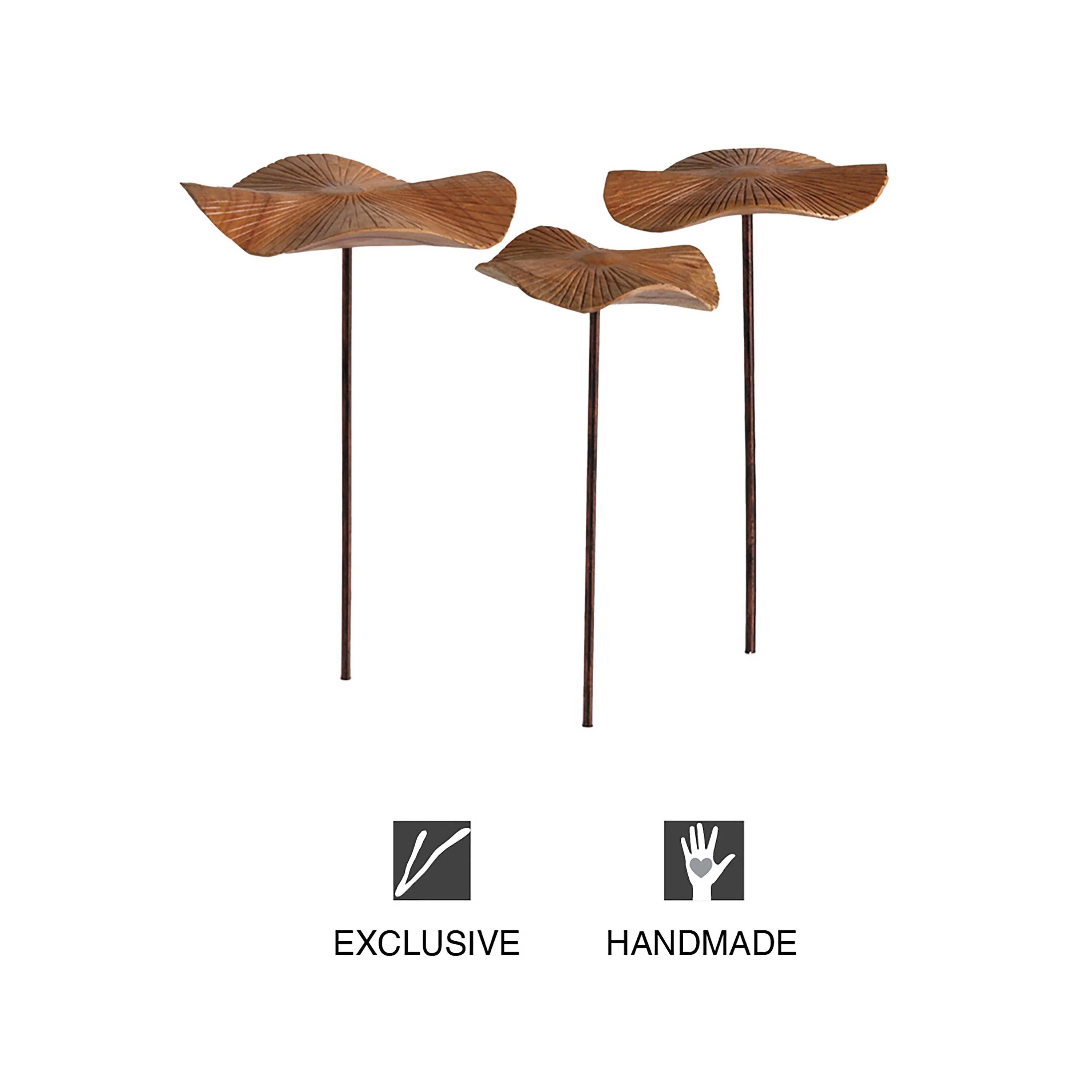 VivaStyle Garden Stake, Hand-Carved Wood Mushroom Garden Stake, Set of 3 - Image 7