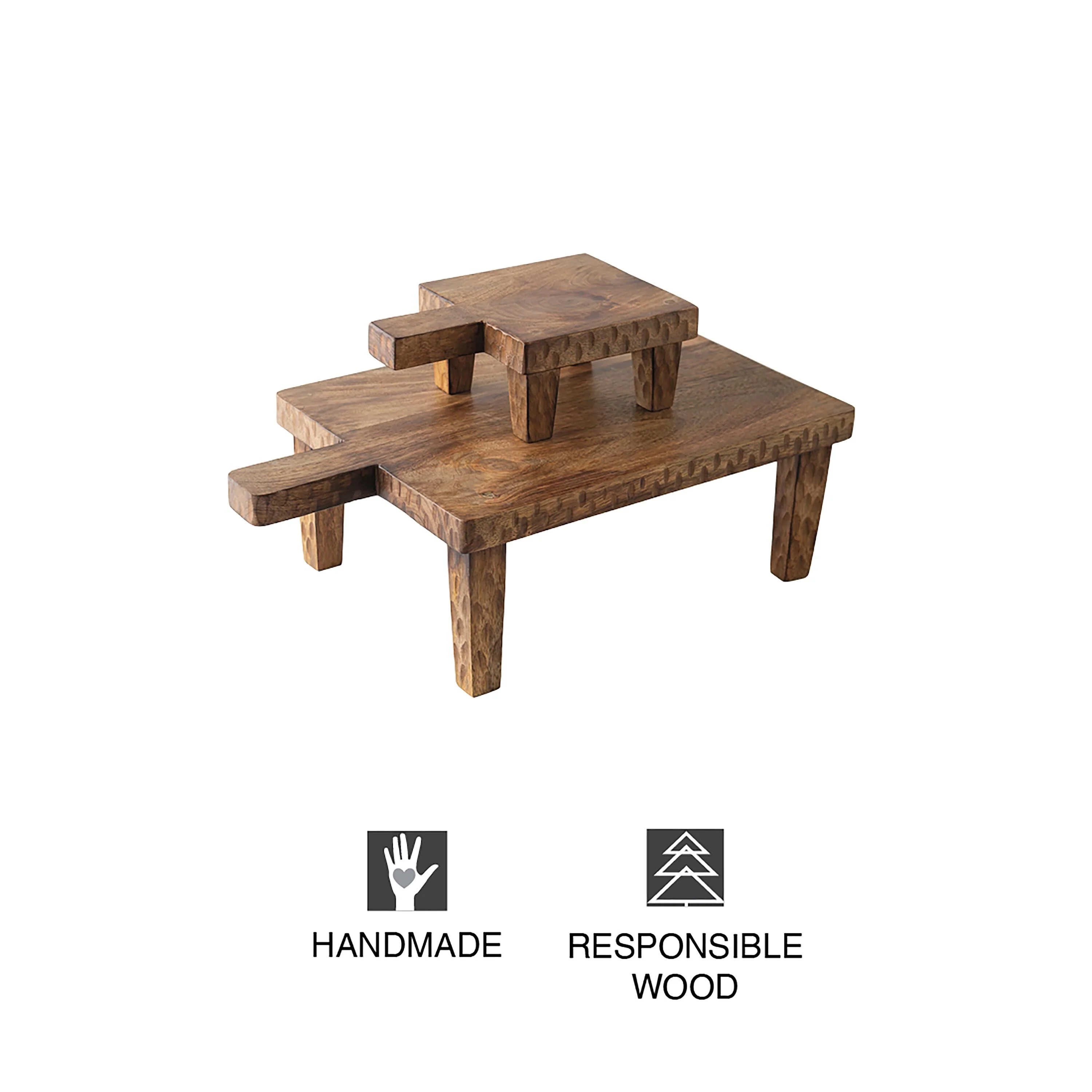 VivaStyle Serving Board, Wood Serving Board with Legs, Set of 2 - Image 5