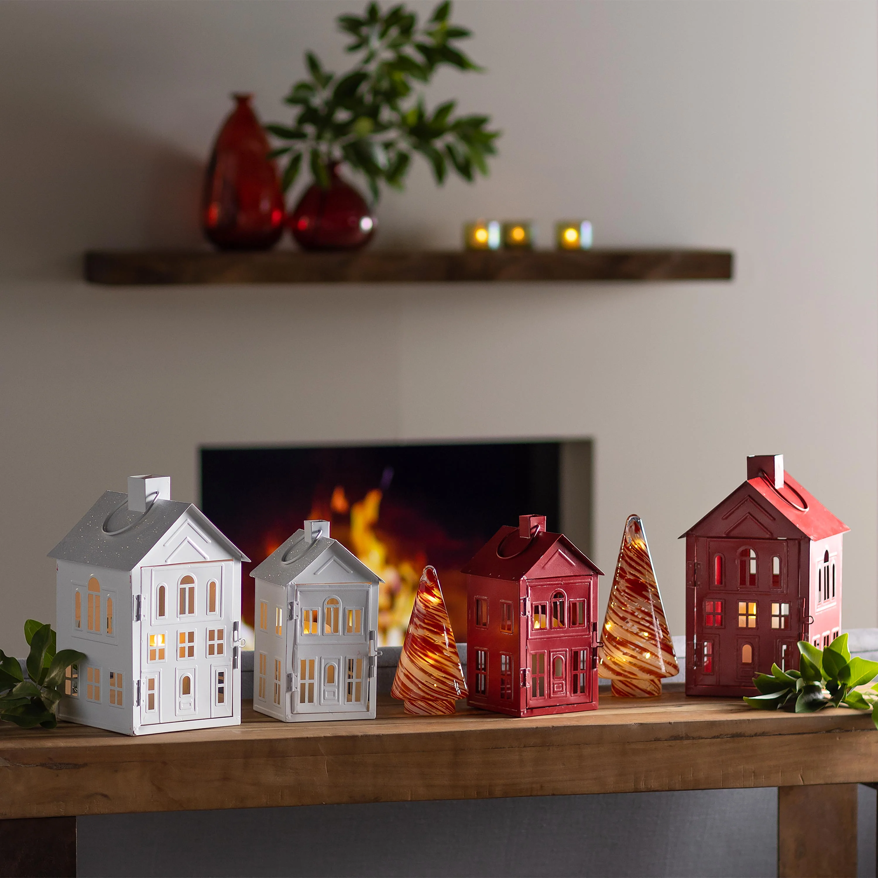 Set of 2 Iron House Lanterns