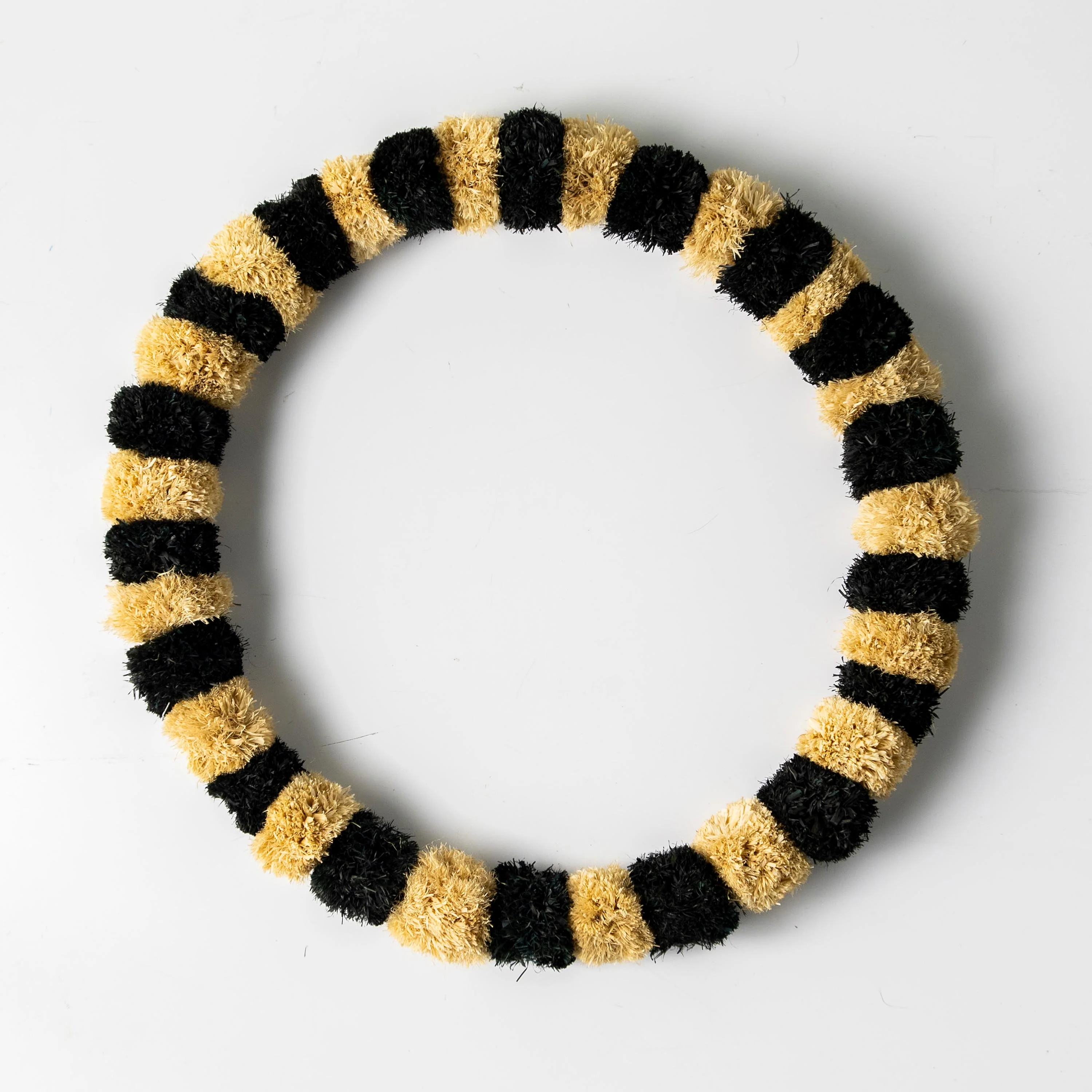 Black and White Striped Natural Grass Wreath - Image 4