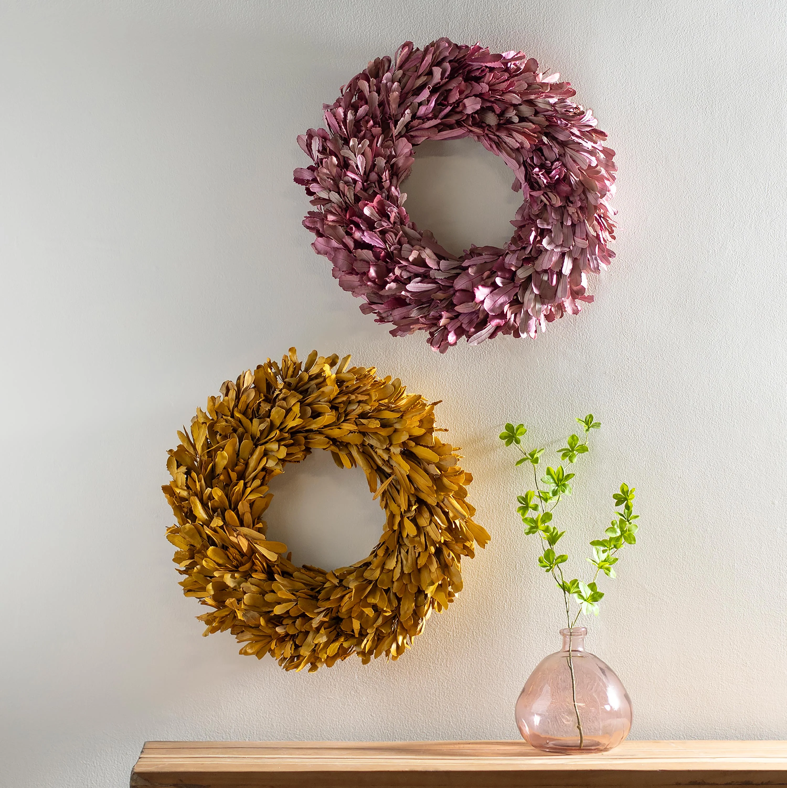 Dried 22" Natural Integrifolia Wreath, Blush - Image 5