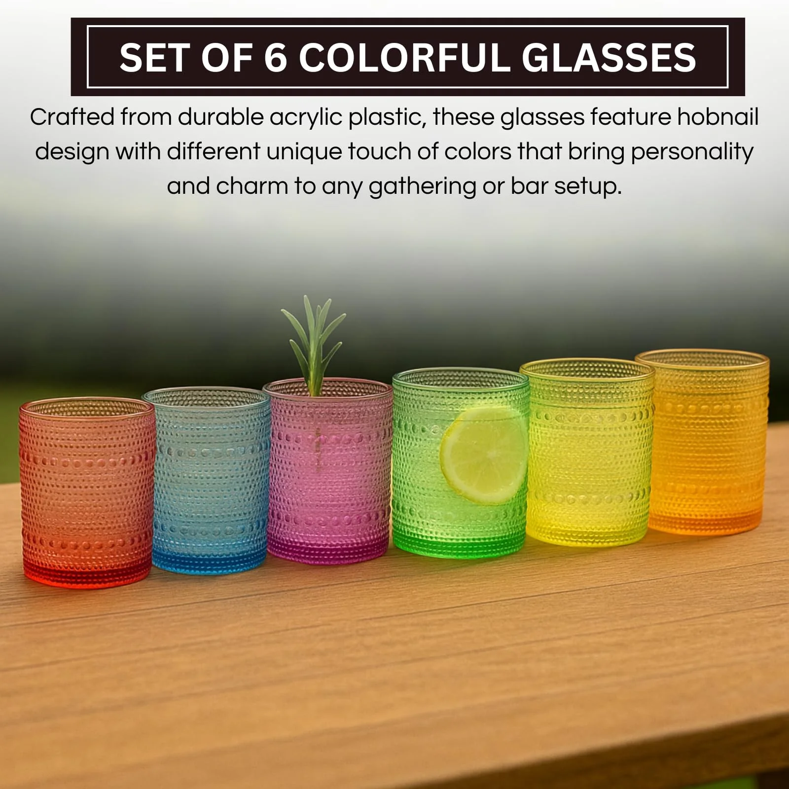 Vibes Hobnail glassware set of 6 Summer colors - Image 4