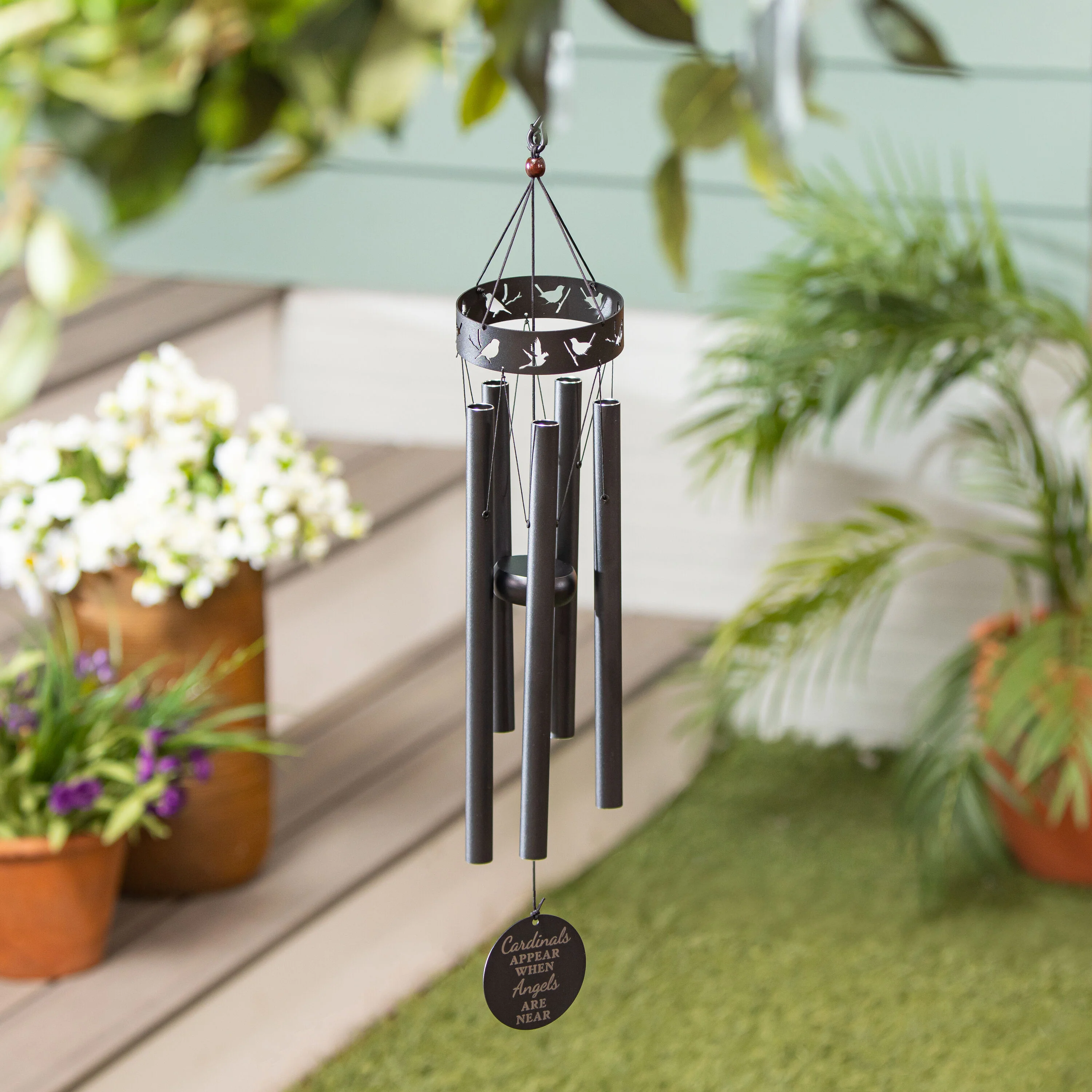 Avria Metal Hand-Tuned Wind Chime, "Cardinals Appear When Angels Are Near" , 27"