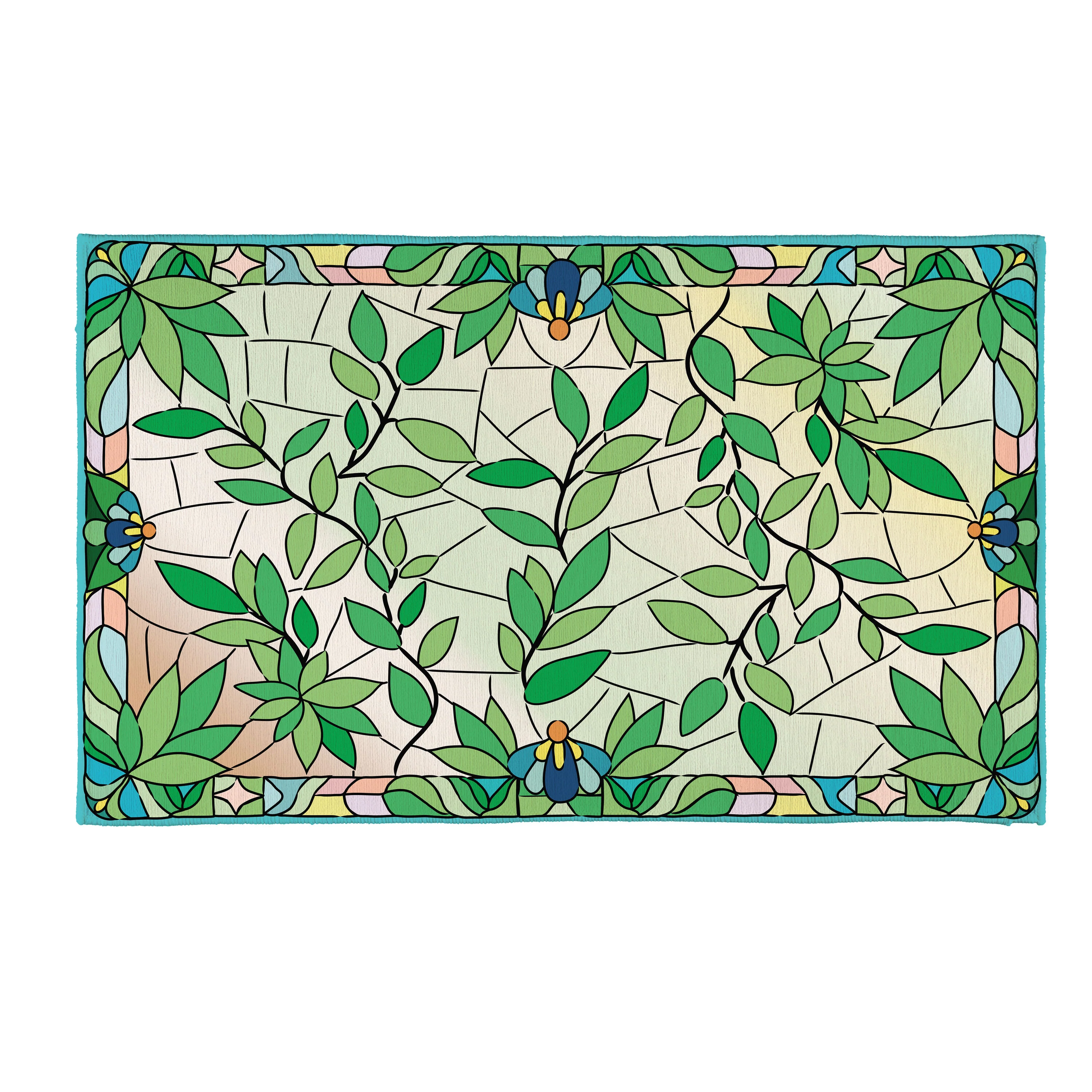 Stained Glass Songbirds Washable Mat 24"x36" - Image 3
