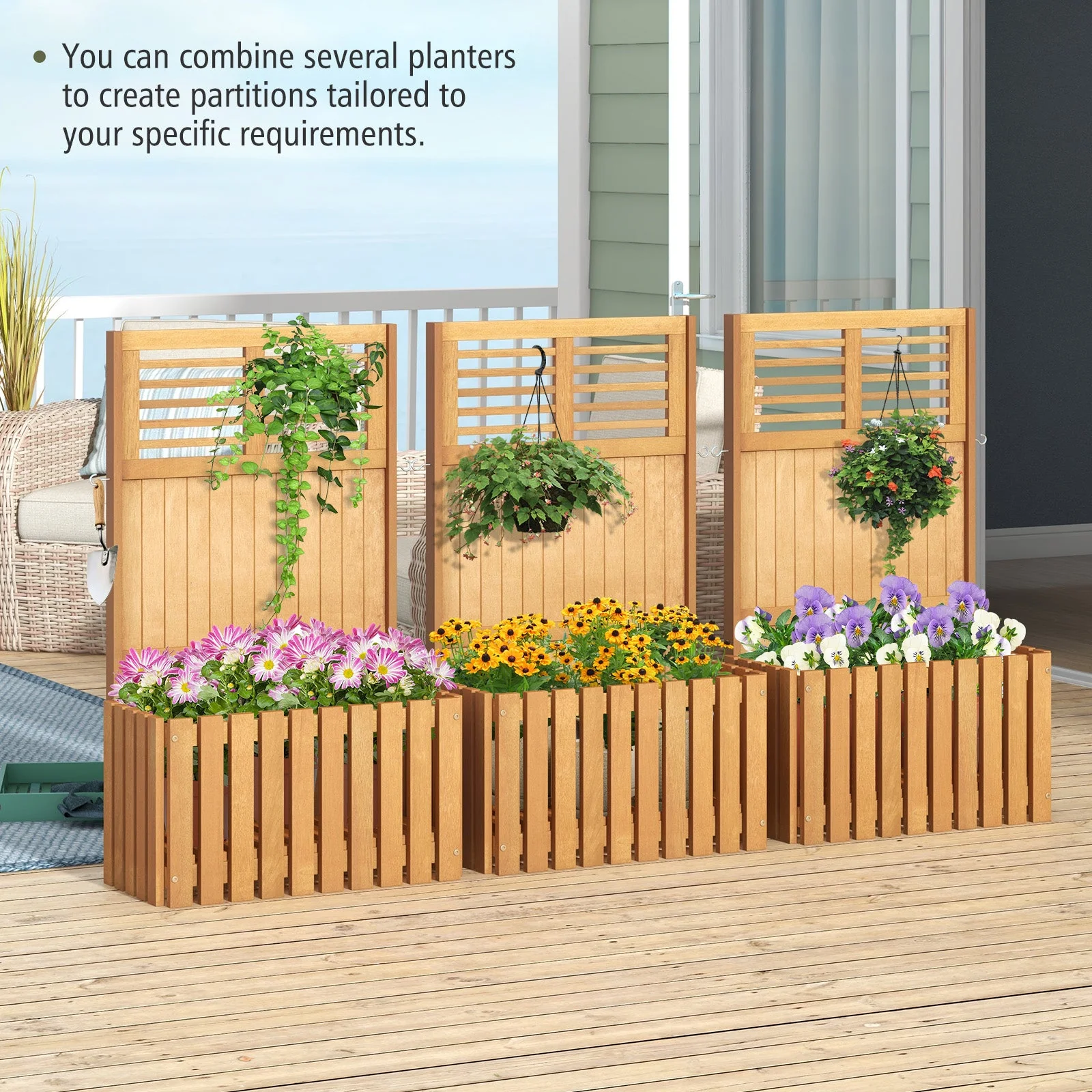 Wooden Raised Garden Bed with Privacy Screen - Image 6